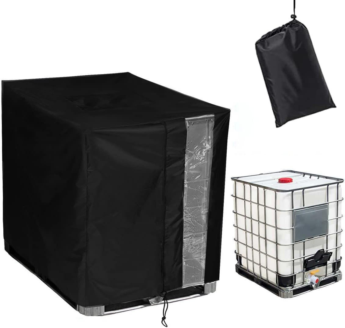 IBC Tote Protective Cover - 600D Heavy Duty, Waterproof, Anti-Dust, Sun Protective for 275 Gallon Water Tank