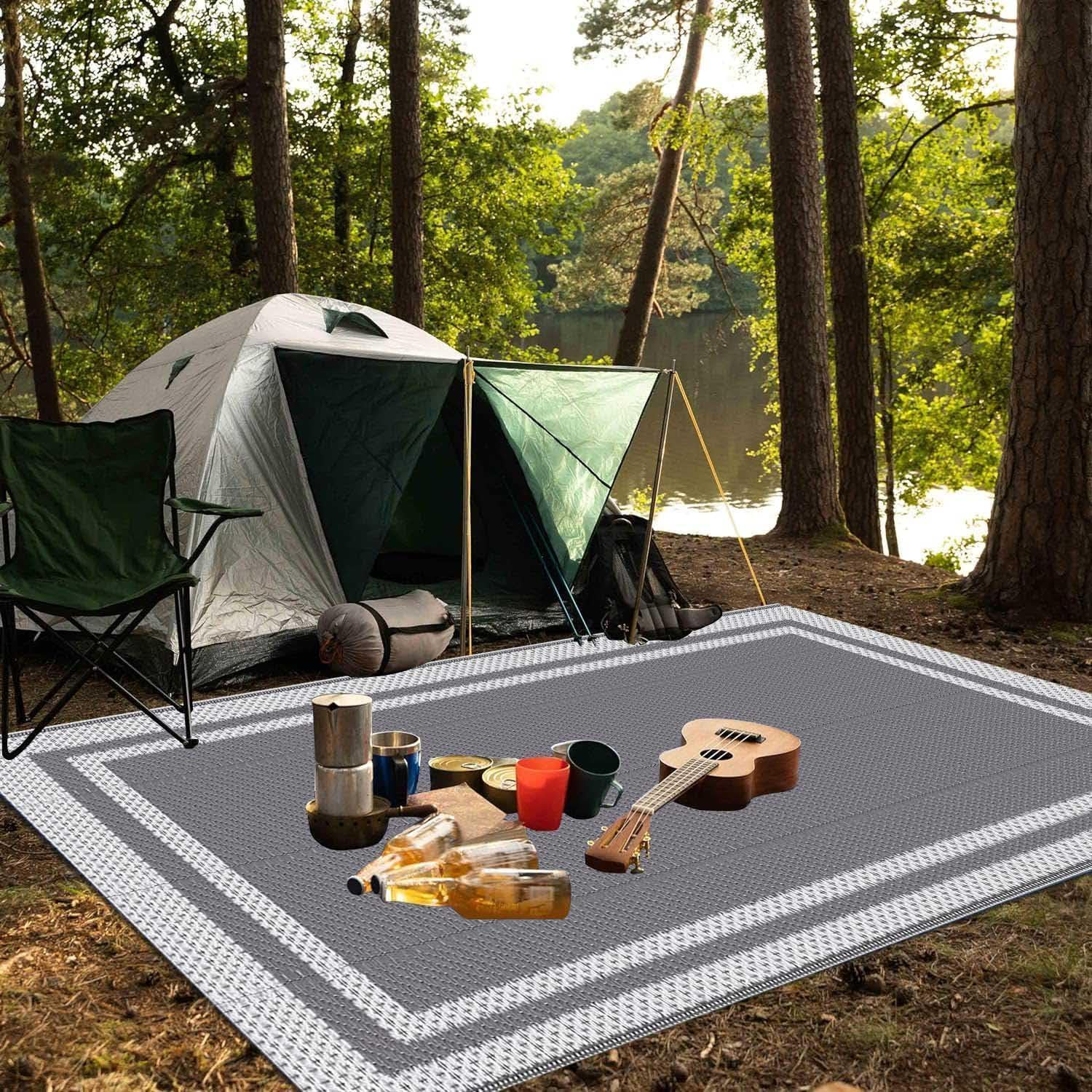 Large Waterproof Outdoor Rug for Patio, 152&times;244Cm Reversible Mat, Plastic Camping Rug for RV, Porch, Deck, Camper, Balcony, Backyard. (Bohemia, 152&times;244Cm) image number 2