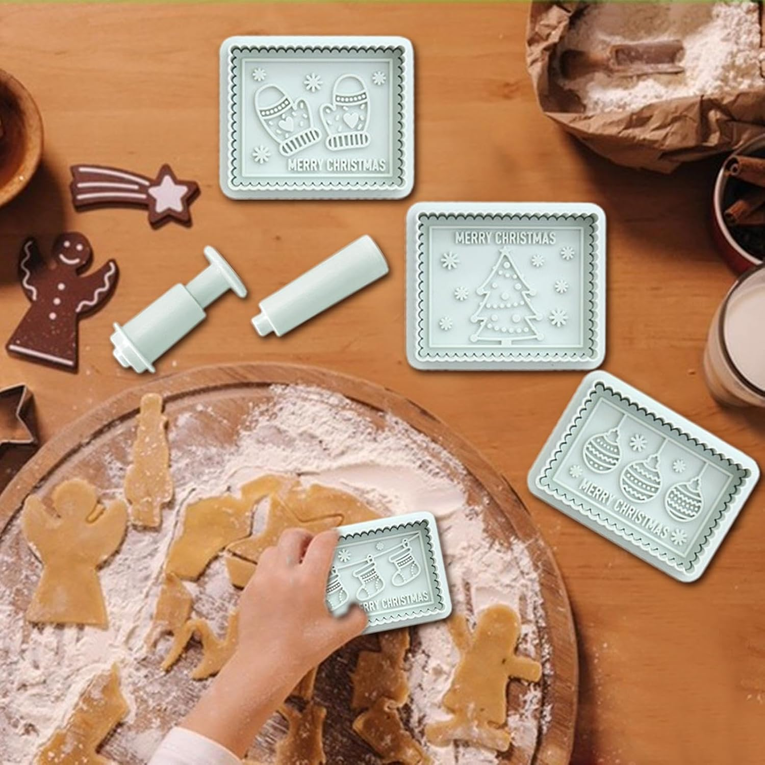 Christmas Cookie Molds, Chocolate Moulds, Christmas Cookie Mold Jam Chocolate Sandwich Cookie Mold for Baking Tool