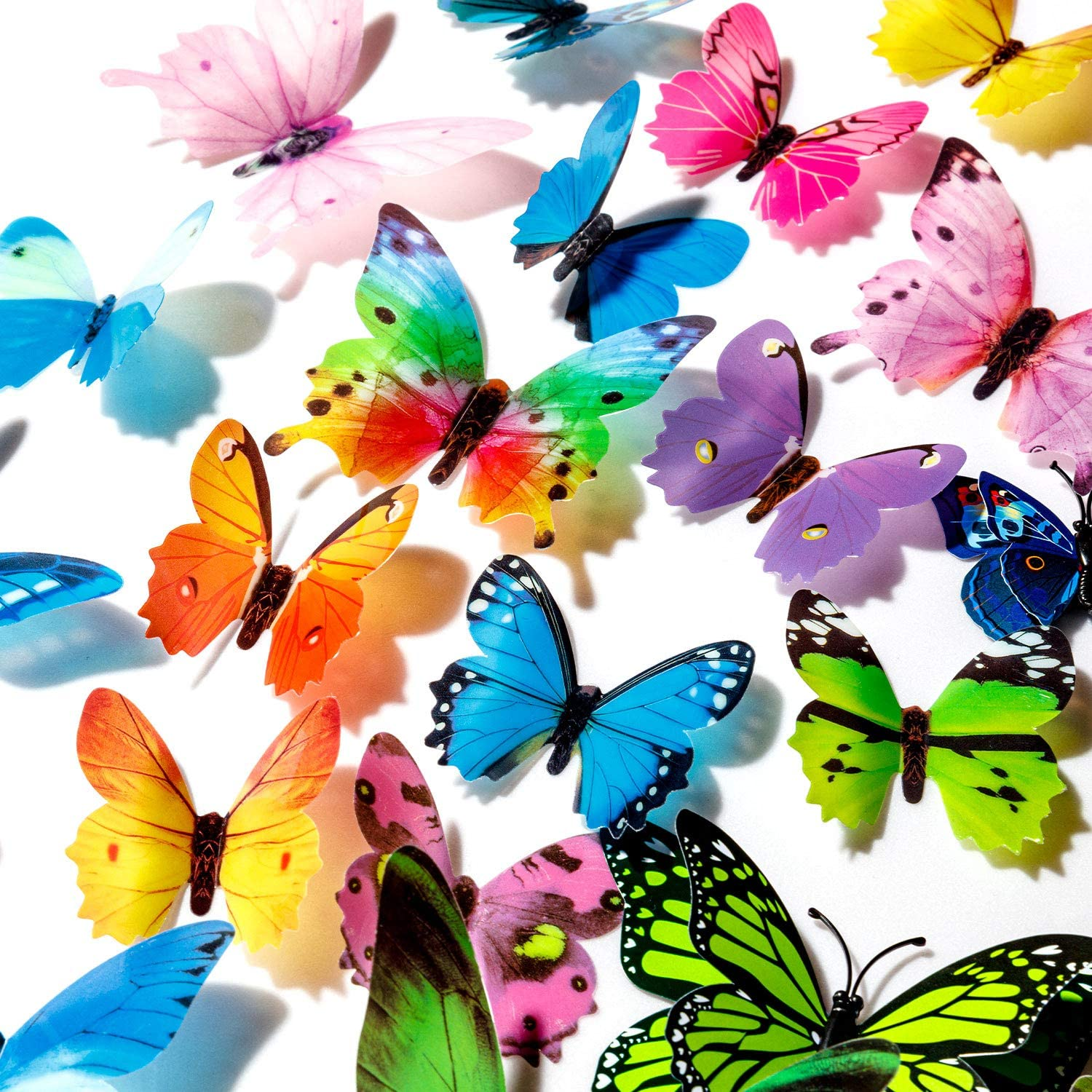 120PCS 3D Colorful Butterfly Wall Stickers, Butterfly Wall Decals, Removable Butterflies DIY Art Decor Crafts for Party Offices Bedroom Room Sticker Set image number 6
