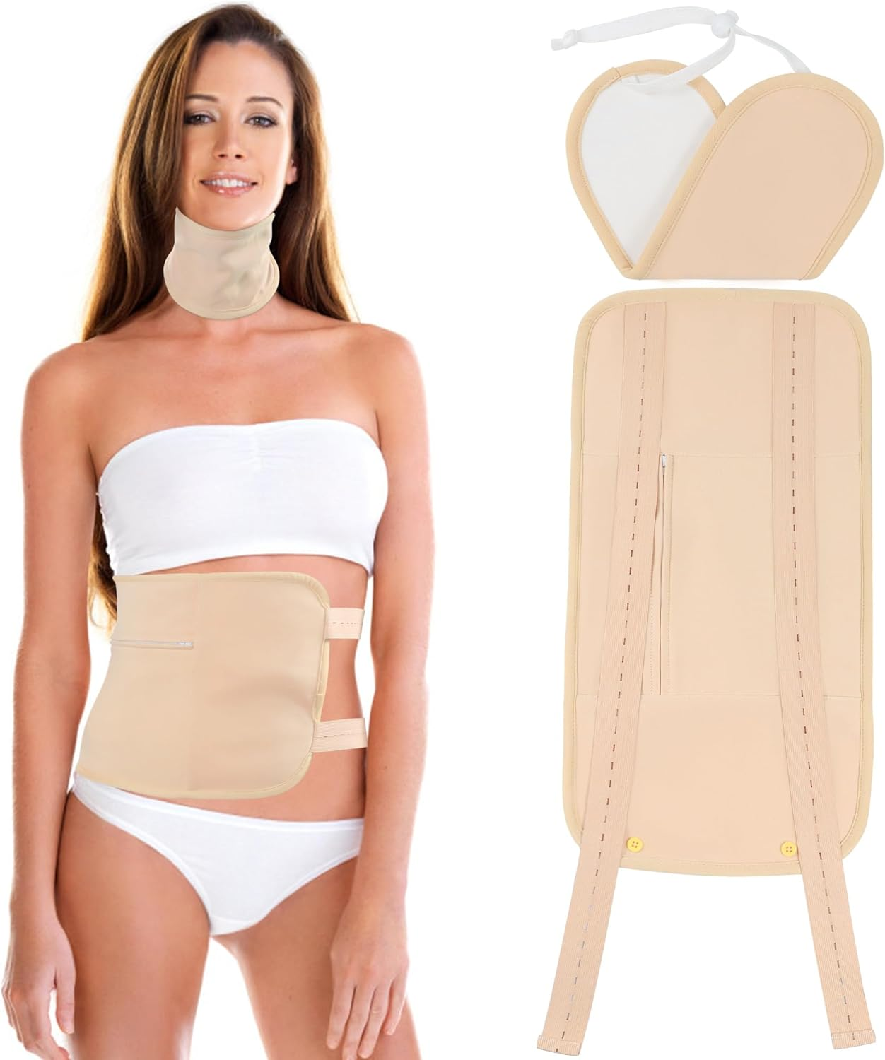 Organic Castor Oil Pack Wrap - Reusable Castor Oil Compress Wrap Kit with Adjustable Elastic Shoulder Straps - Organic Flannel Castor Oil Packs - Waterproof & Oil-Proof - Machine Washable