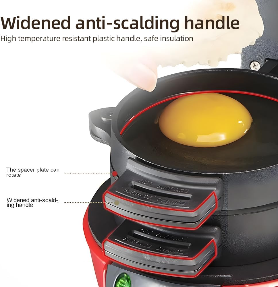 Breakfast Sandwich Maker with Egg Cooker Ring Easy Clean Non Stick Burger Sandwich Omelette Toaster Maker 600W Portable Stainl Steel Hamburger Pr for Pancakes/Cookies/Burgers image number 1