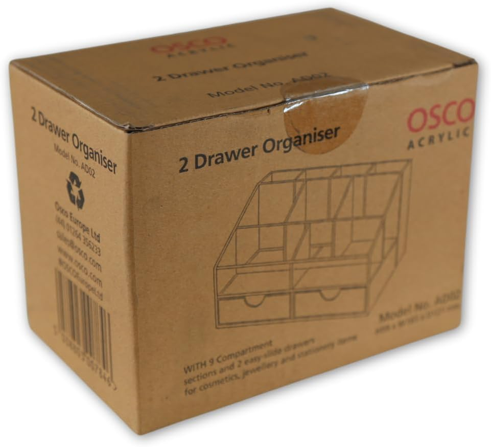 OSCO Clear Acrylic Desk Organiser, Clear (Small)