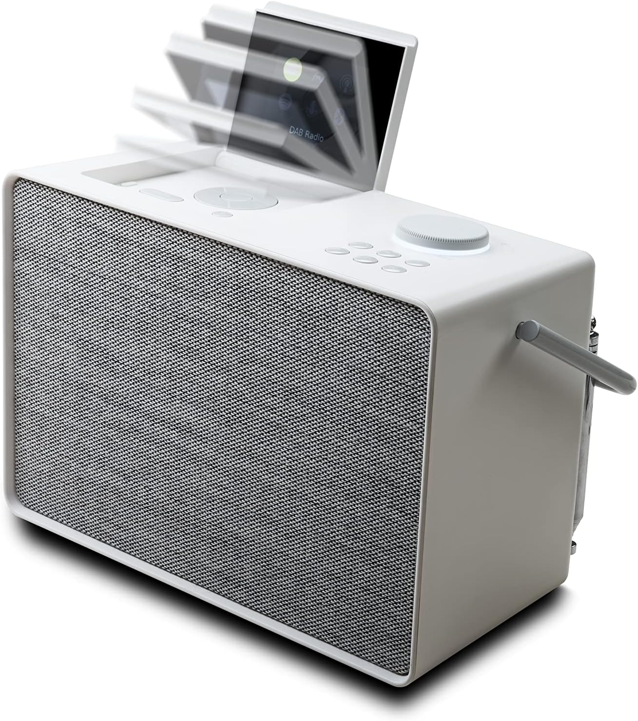 Pure Evoke Play Portable Music System for Indoors and Outdoors - DAB+/FM Radio, Internet Radio, Podcasts, Spotify Connect, Bluetooth, Foldable Colour Display (Cotton White)