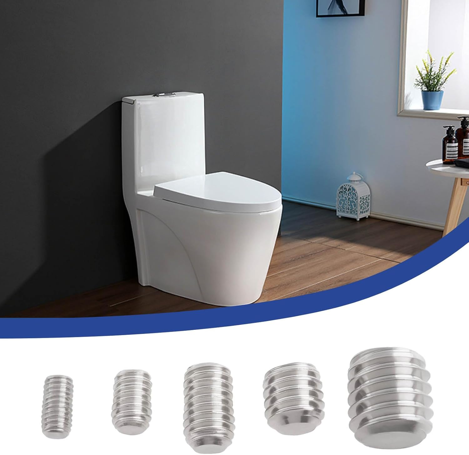 20Pcs 304 Stainless Steel Hexagon Socket Head Cap Screws Set M3 M4 M5 M6 M8 Hex Bolt for Toilet Roll Holder Grub Screws Silver image number 5