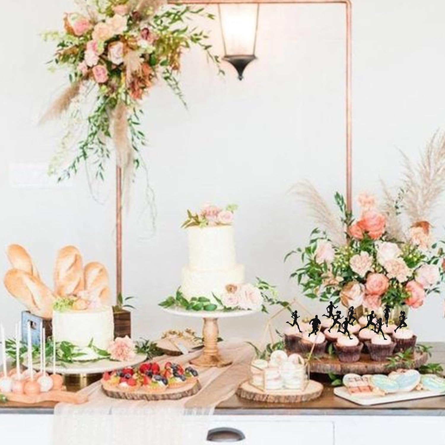 SYKYCTCY 24 Pack Running Cupcake Toppers Black Glitter Sports Fitness Cupcake Picks for Running Theme Boys Girl Kids Birthday Party Cupcake Decorations Supplies image number 6