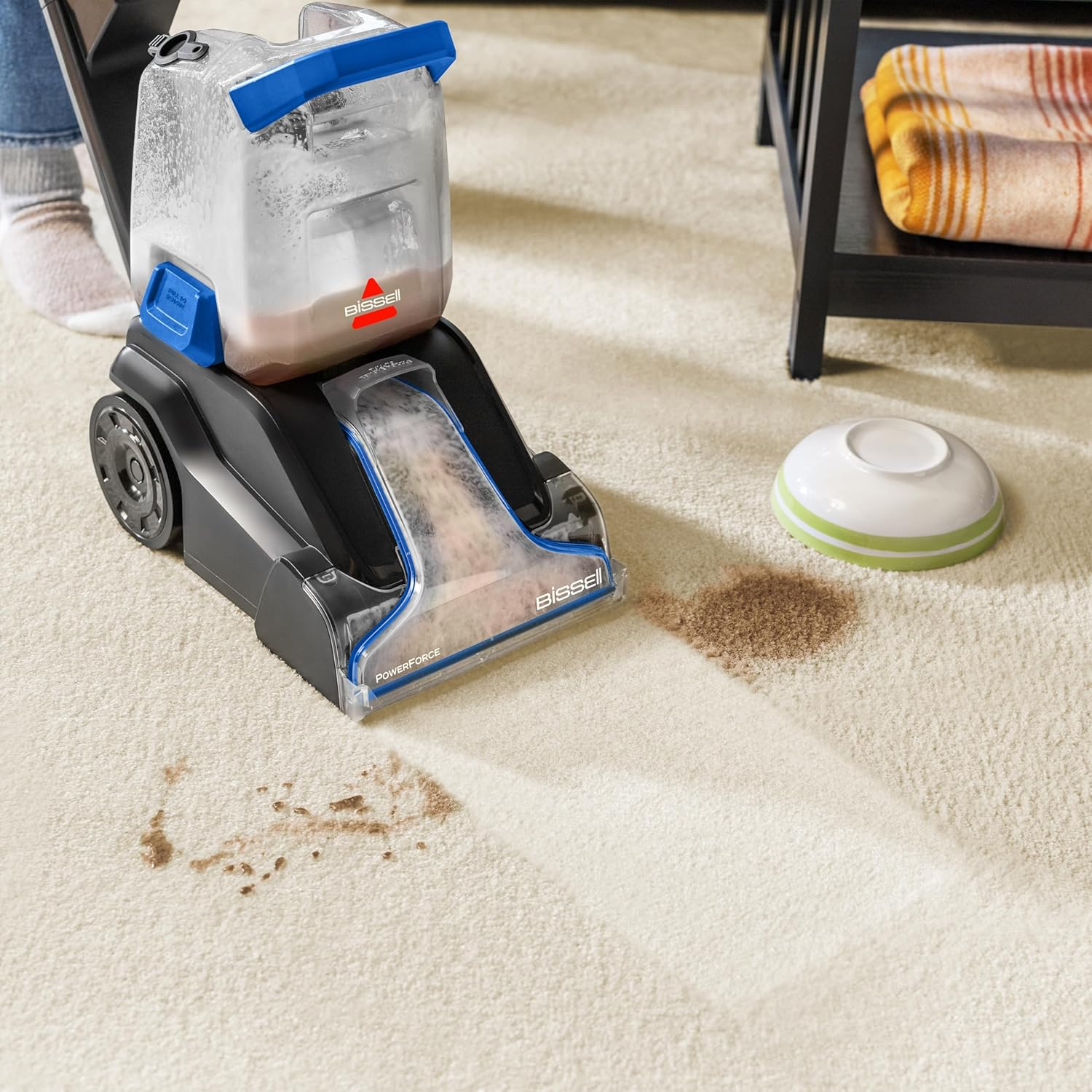 BISSELL Powerforce Upright Carpet Washer 4056F | Lightweight & Compact, Four-Row Deepreach Powerbrush for Powerful Stain & Pet Mess Removal, Easy to Empty & Clean image number 4
