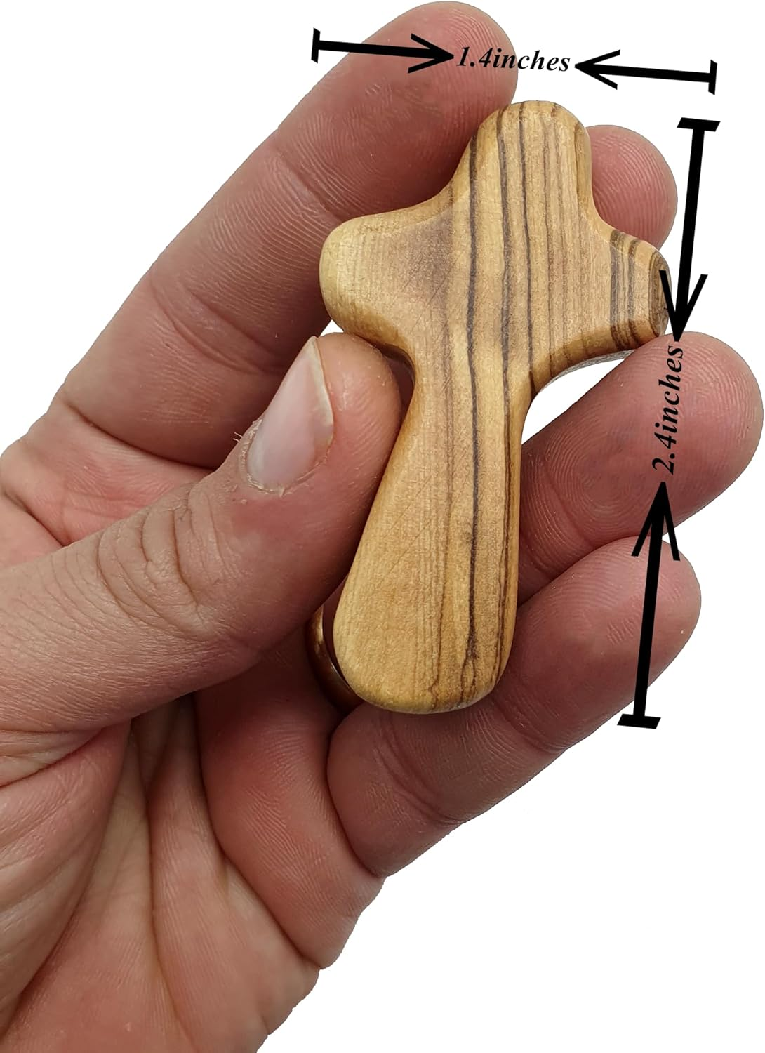 Zuluf 100 Small Olive Wood Comfort Crosses from Bethlehem Israel | Pocket Holding Crosses | Comes with 100 Holy Land Certificates 6Cm / 2.5 Inch Each Cross - CRS301