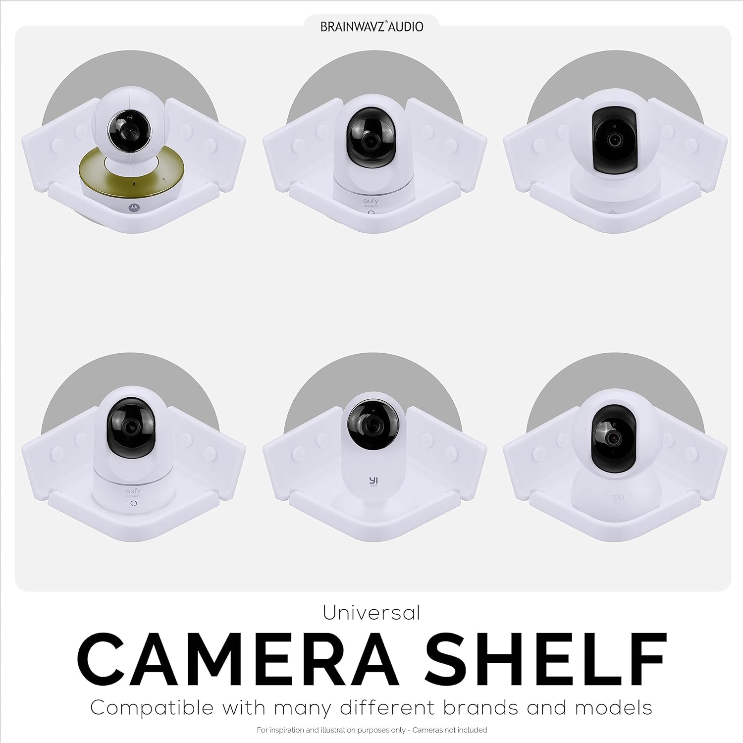 Drill Free Tilted Corner Wall Mount Small Shelf for Baby Monitors, Home Security Cameras & More, Strong VHB Adhesive with Screw in Option, Easy to Install, No Mess by Brainwavz - 4" Tilted image number 2