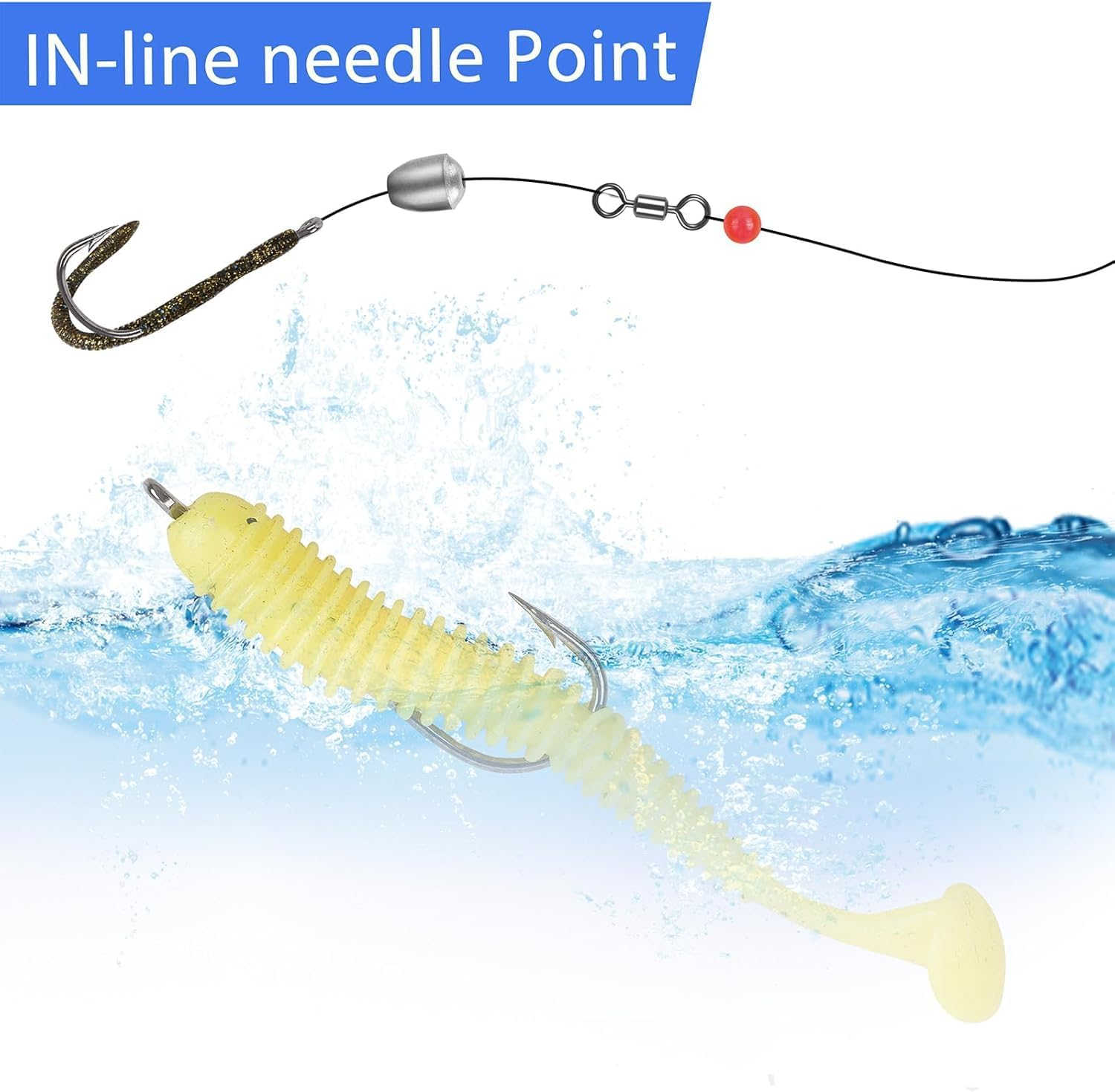 Aberdeen Hook Set,150Pcs Fishing Hooks Long Shank Offset Hook Light Wire Fish Hook High Carbon Steel Freshwater Bass Catfish Trout Mix Color Small Size