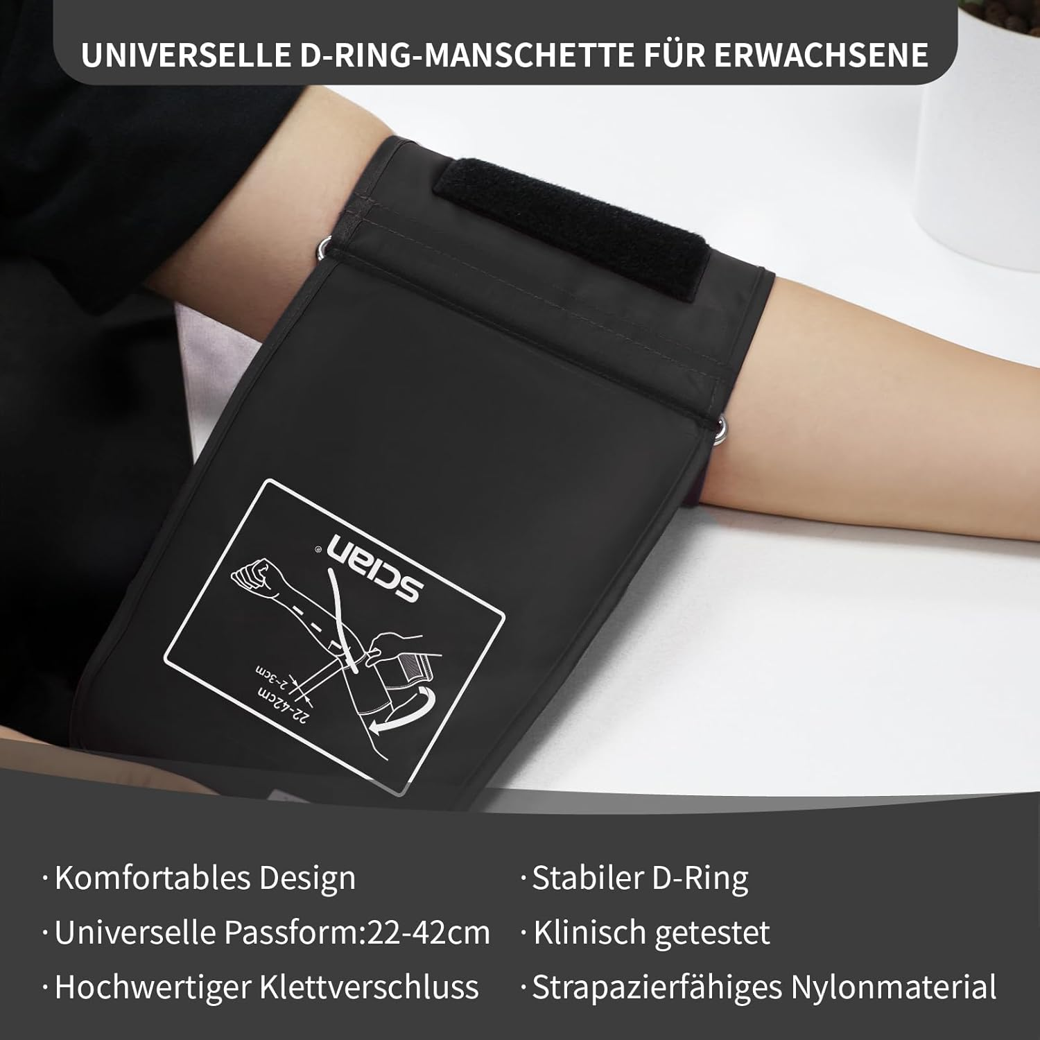 SCIAN Manual Sphygmomanometer Aneroid Sphygmomanometer for Upper Arm Measurement with European Cuff (22-42Cm) + Carry Bag for Nurses, Doctors, Seniors, Adults (White) image number 5