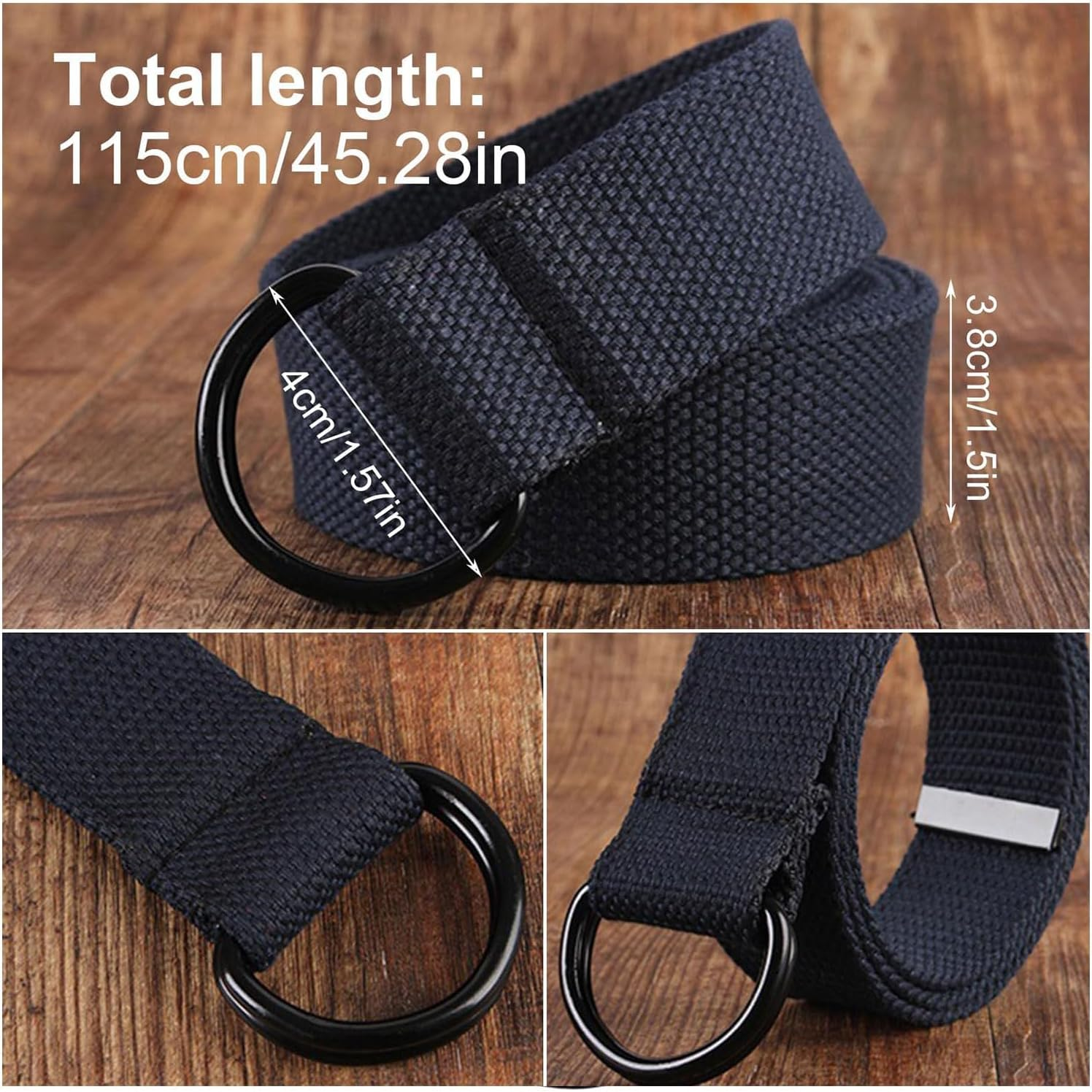 2 Pack Belts for Men,Mens Canvas Belt, Adjustable Fabric Holeles,Suitable for Leisure and Travel image number 2