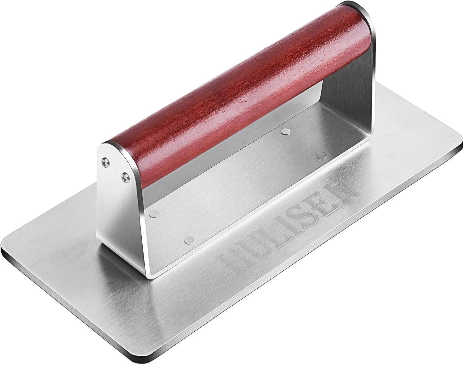 HULISEN Stainless Steel Bacon Press, 9 Inch Large Heavy Duty Burger Press with Wood Handle, Non-Stick Grill Press for Griddle, Steak Weight Griddle BBQ Accessories for Panini, Sandwiches, Gift Package image number 4