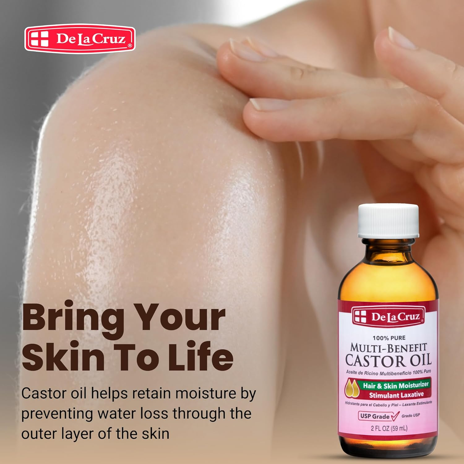 De La Cruz Pure Castor Oil, Aceite De Ricino, 3-Pack of 2 Fo Bottles image number 1