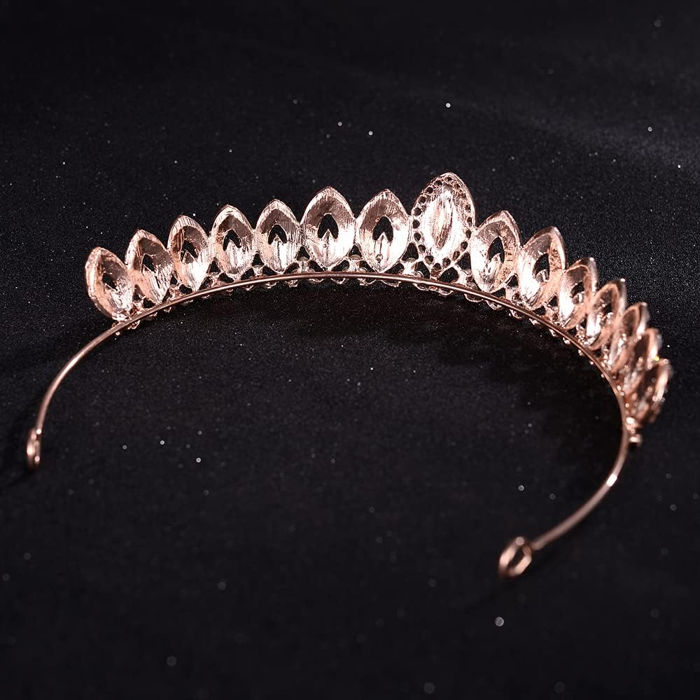 Rhinestone Crystal Tiaras and Crowns Headband for Women Birthday Pageant Wedding Prom Princess Crown,Rose Gold - Rose Gold Tiara-2 image number 3