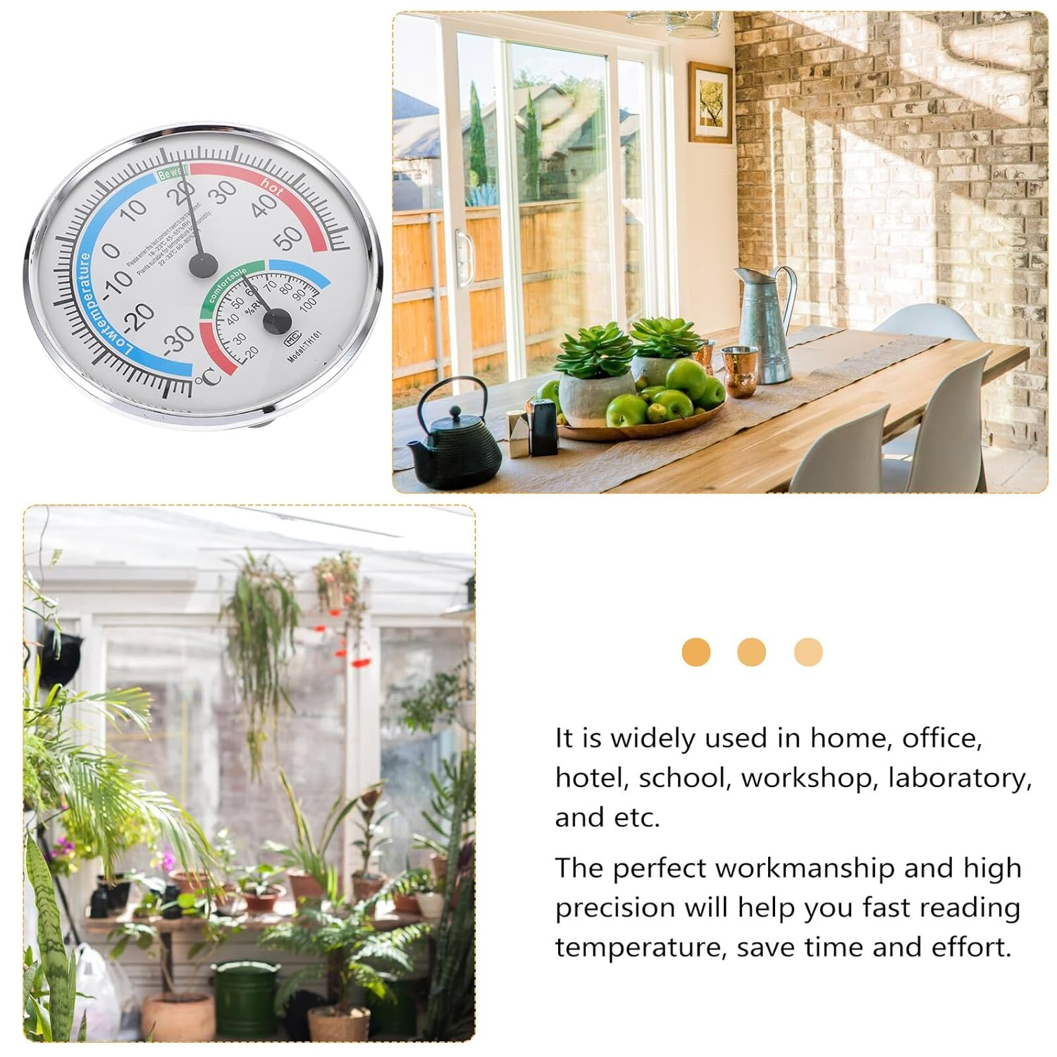 Yardenfun Precise Sauna Thermometer Hygrometer Hygrothermograph for Indoor Outdoor Use High Accuracy Temperature and Humidity Gauge for Home Patio Laboratory Hotel image number 5