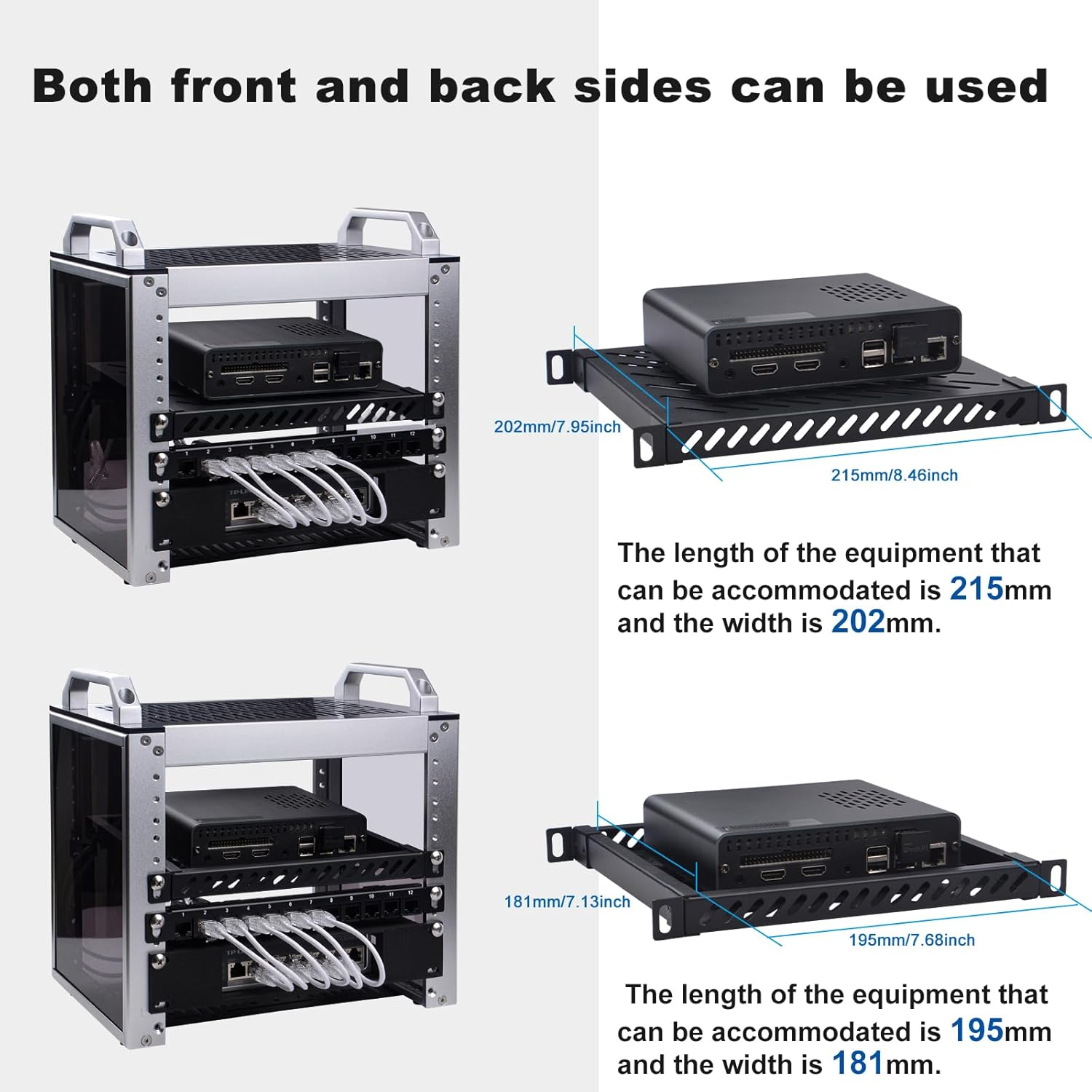 Geeekpi 0.5U Heavy Duty Server Rack for Deskpi Rackmate T1/T0 Server Rack and 10" Network Cabinet Server Rack, Perforated Design, 25Kg Load Capacity, Black image number 4