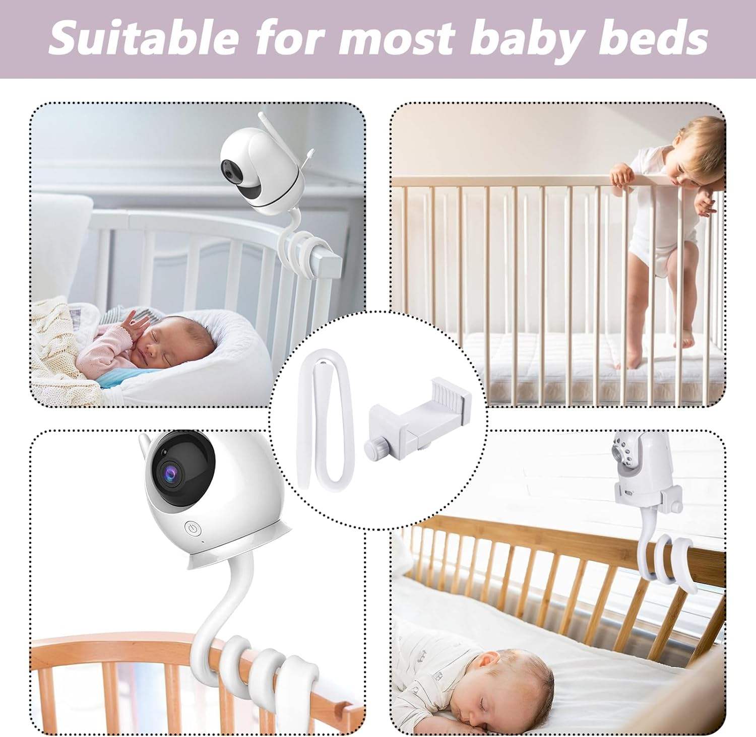 Ruinous Baby Monitor Mount, Universal Compatible with Infant Optics DXR-8, Arlo, Vtech, Motorola, ANMEATE, Portable & Travel-Friendly, Sturdy & Safe, Perfect Viewing Angle image number 4
