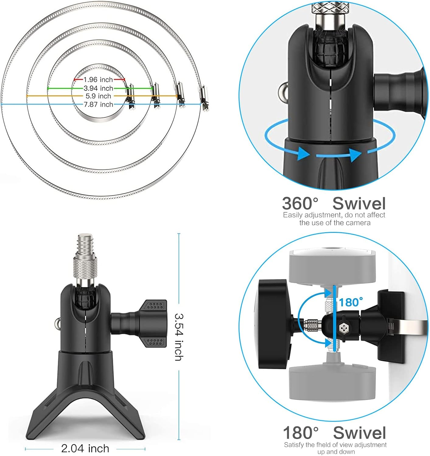 Akoemxeeo Flexible Camera Mount for Blink XT, XT2, Mini, Indoor, Outdoor, Metal Pole Mount, Black image number 2