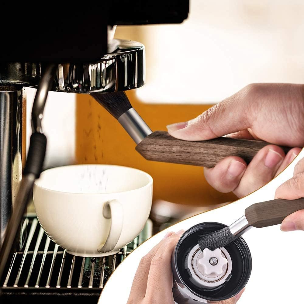 3-Pack Professional Coffee Grinder Cleaning Brush Set, Natural Boar Bristles, Black Walnut Handle Espresso Machine Cleaning Brush, Coffee Cleaner Brushes for Barista & Home Kitchen image number 4