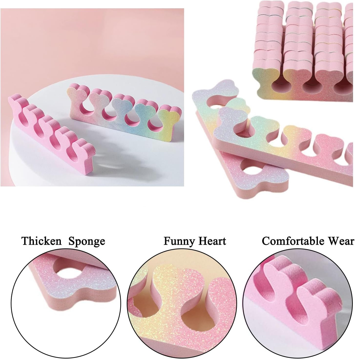 Jrusmr 20 Pcs Soft Foam Finger and Toe Dividers Manicure & Pedicure Tools for Men and Women-Ideal for Nail Art and Foot Care image number 2
