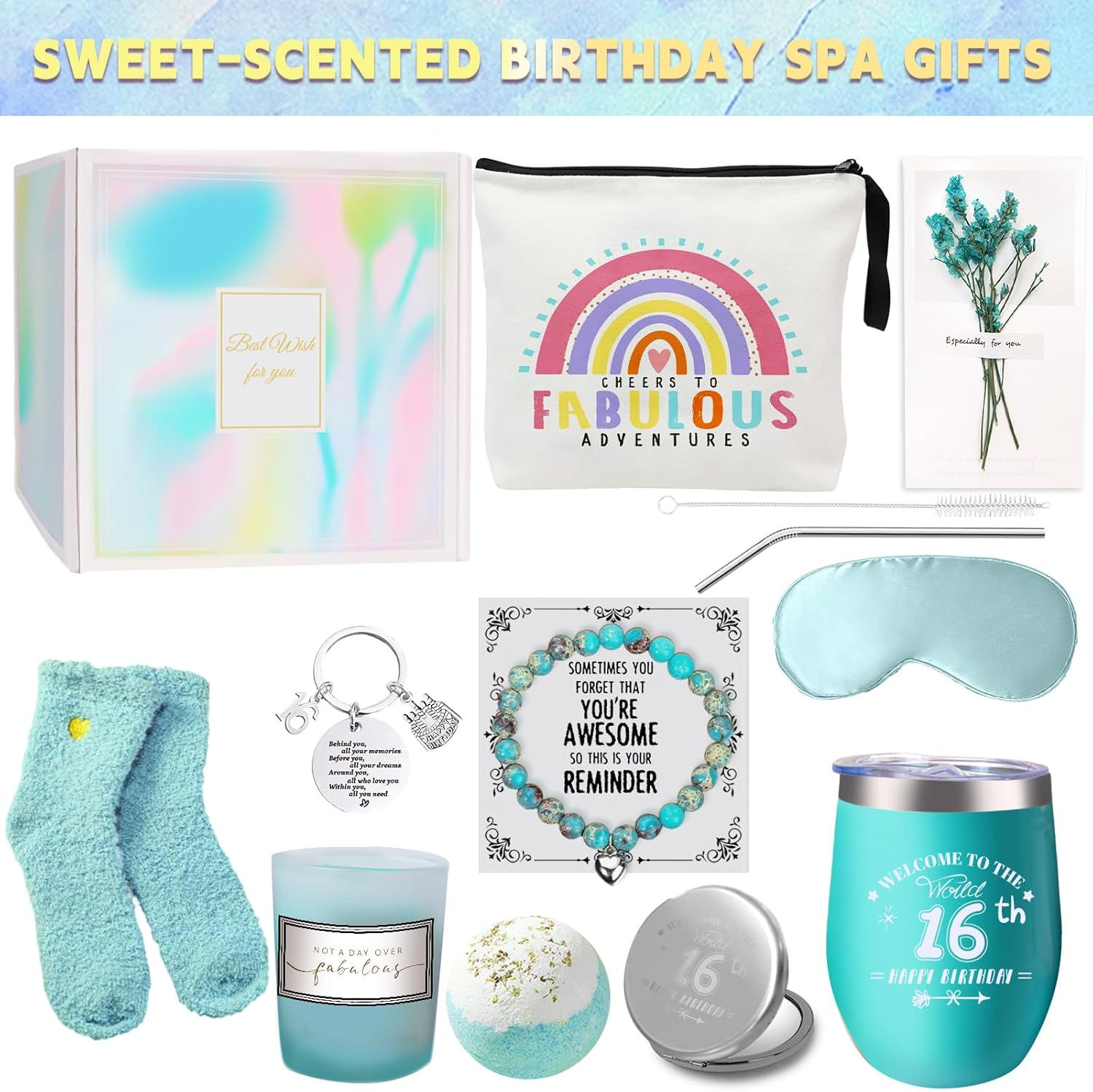 16Th Birthday Gifts for Girls, Sweet 16 Years Old Gift Ideas, 10 Pieces Unique 16Th Gifts for Daughter, Niece, Granddaughter, Sister, Bestie, Happy 16Th Birthday Gifts Her image number 6