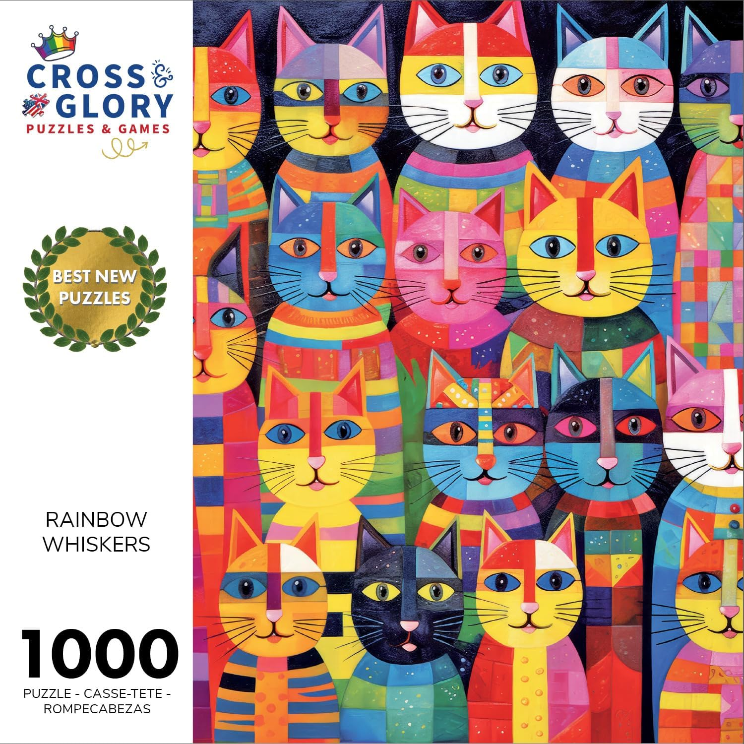 Cross & Glory &ndash; Rainbow Whiskers &ndash; 1000 Piece Jigsaw Puzzle for Adults | Whimsical Cat | Satin Finish for Reduced Glare image number 4