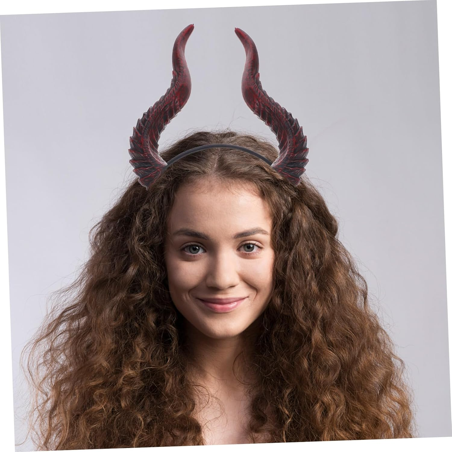 VALICLUD Adjustable Resin Demon Horns Headband Lightweight Halloween Cosplay Accessory for Women and Men Festival Costume Hair for Masquerade and Party Celebrations - Red image number 3