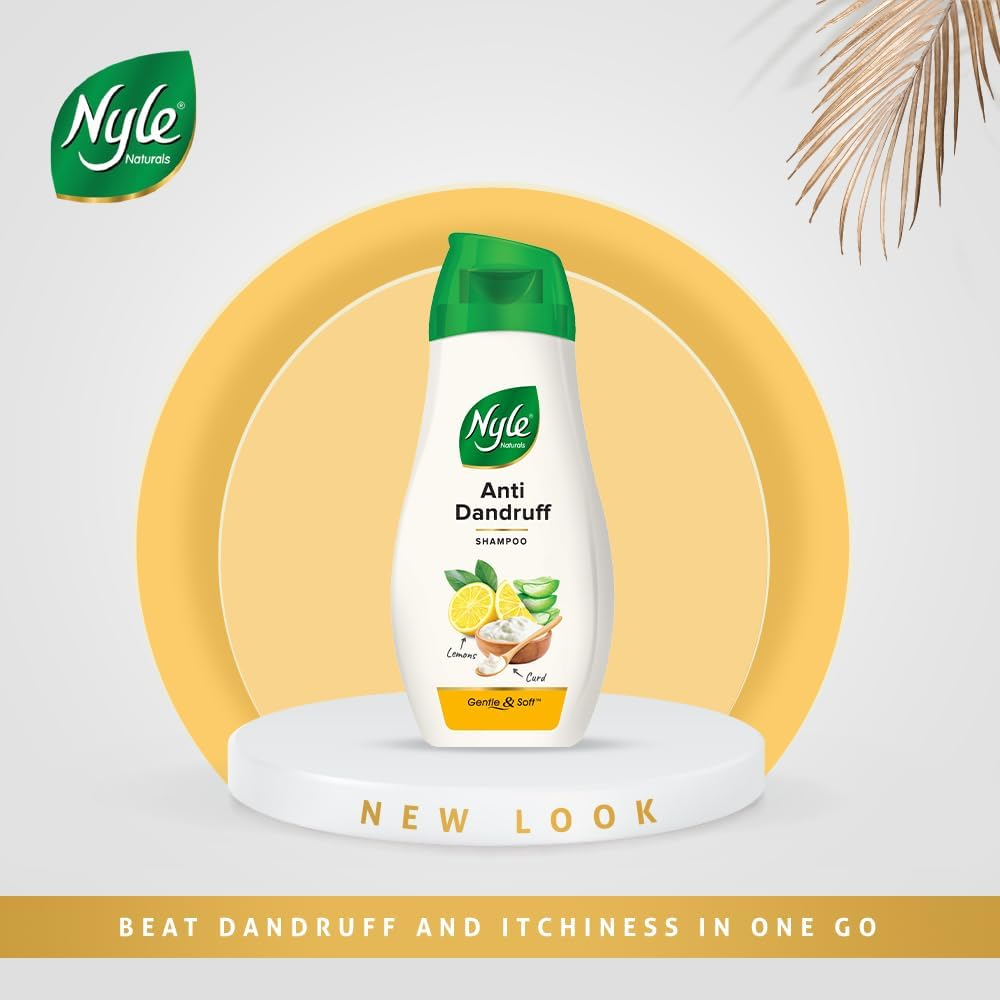 Nyle Naturals anti Dandruff Shampoo, with Goodness of Lemon and Curd, 180Ml, White, (NYAM0180AD04R)
