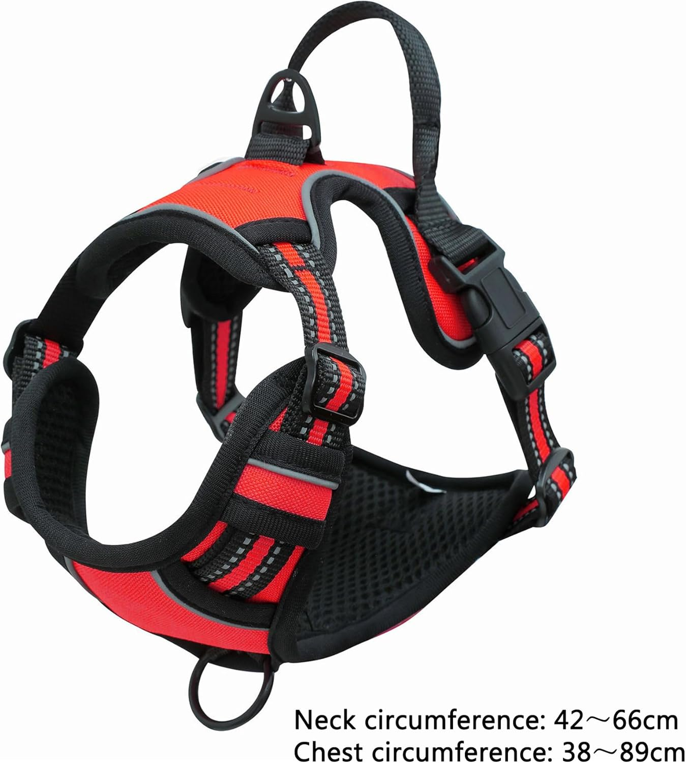 No-Pull Dog Harness Vest Adjustable Outdoor Front Mesh Red image number 1