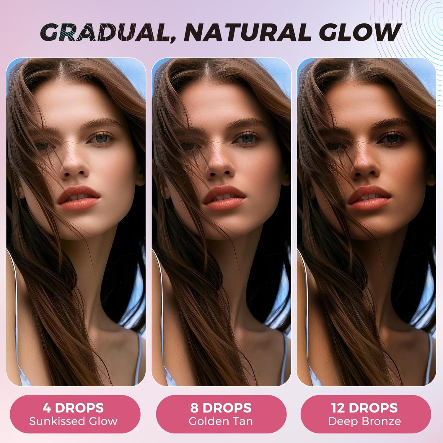 2Pcs Sunless Tanning Drops to Drink, Natural Drinkable Sunless Tanning Drops, Oral Self Tanning Drop Gradual Glow, Moisturizing Tanner for Face & Body, Tanning Supplement Naturally Boost Melannin image number 2