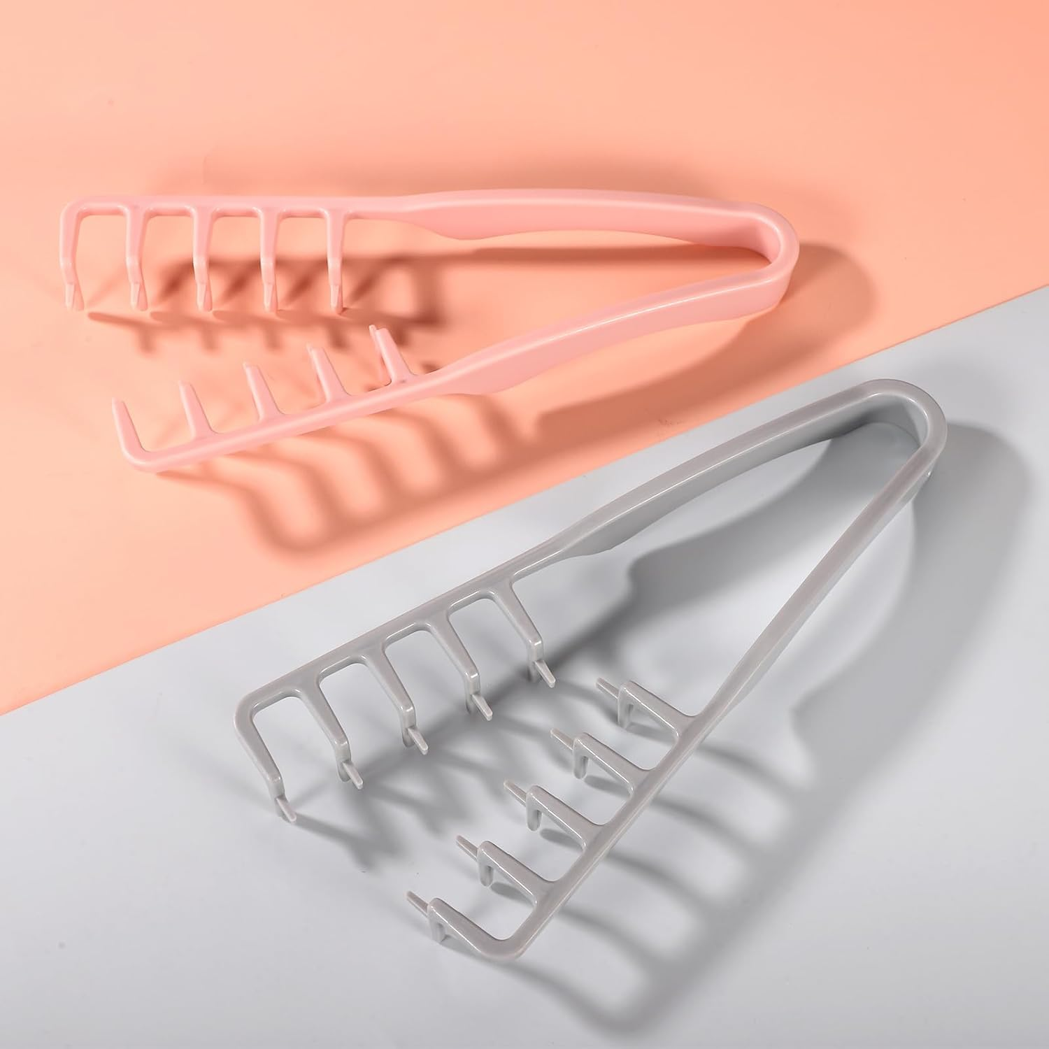 Sinbana 2Pcs Volumizing Wide-Toothed Hair Combs, Portable Fluffy Texture Styling Tools Root Volume & Bangs Seam Grooming Accessory for Women Men Home Travel (Pink, Gray) image number 2