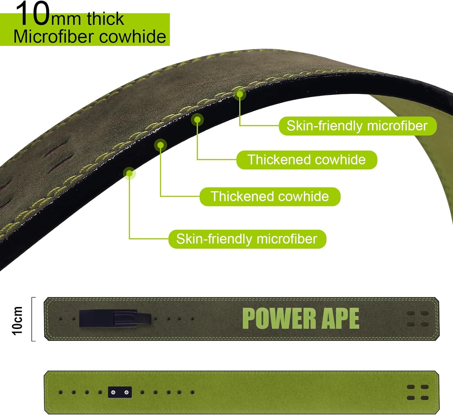 Leather Weight Lifting Belt with Lever Buckle Gym Fitness Training Double Strength Bodybuilding Workout Belt Men and Women Support Powerlifting Equipment image number 5