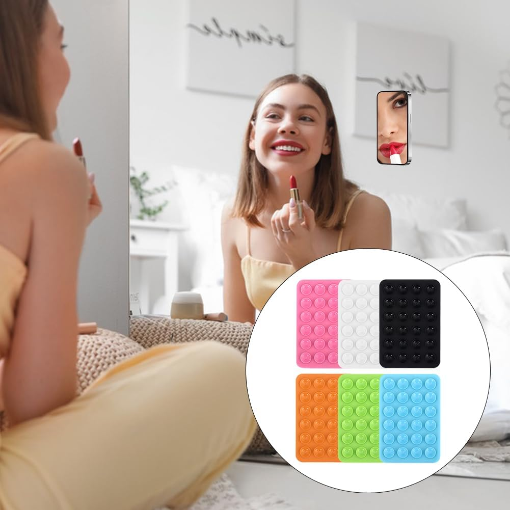 6Pcs Silicone Suction Phone Case Adhesive Mount,Suction Phone Case Mount,Self-Adhesive Anti-Slip Suction Phone Holder,Non-Slip Sticky Phone Grip for Selfies and Videos image number 6