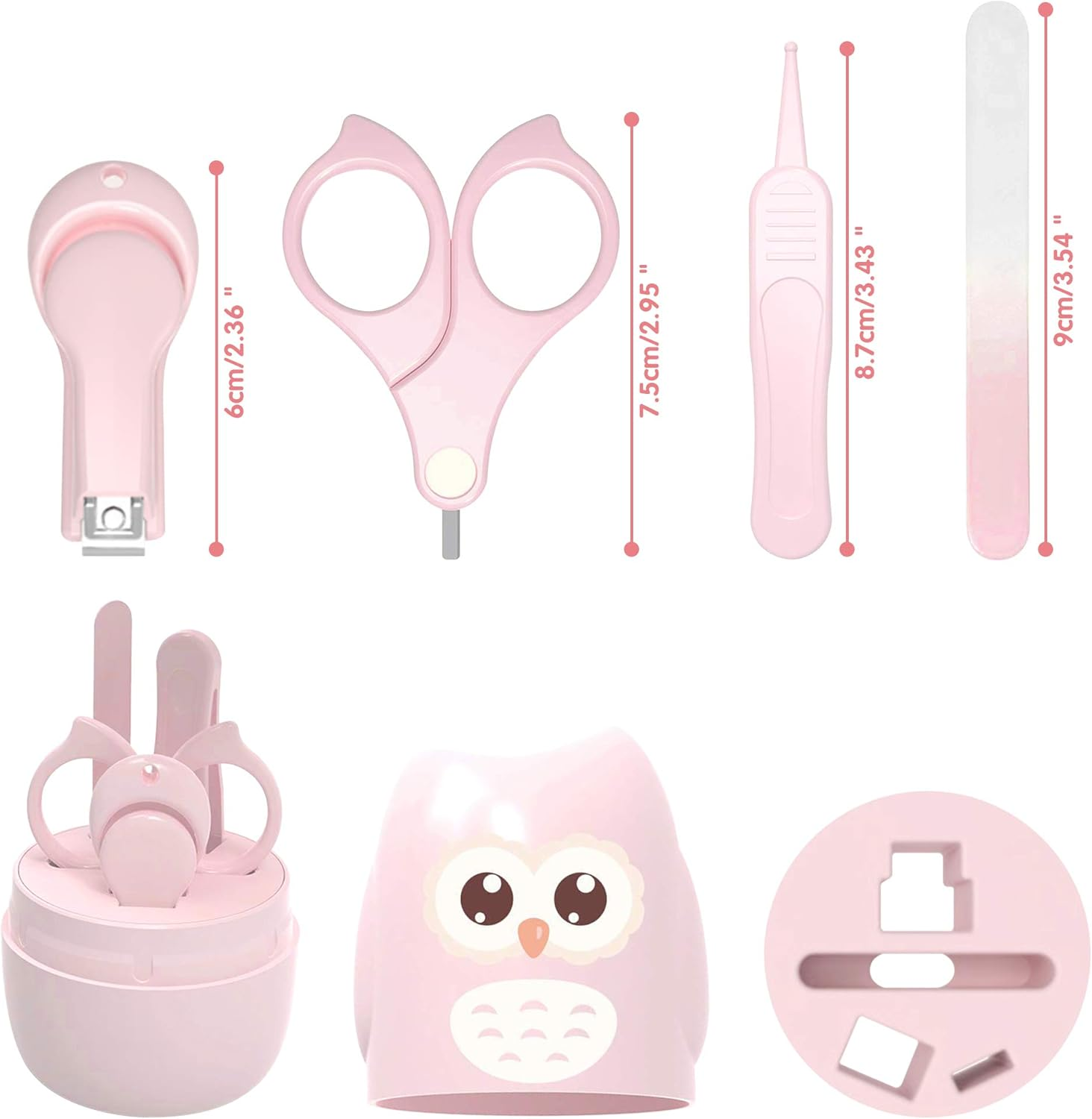 Baby Care Set with Baby Nail Scissors, for Fingernails and Toenails with Nail Clippers, Nail Scissors, Nail File and Tweezers for Children and Newborns in Cute Owl Gift Packaging image number 3