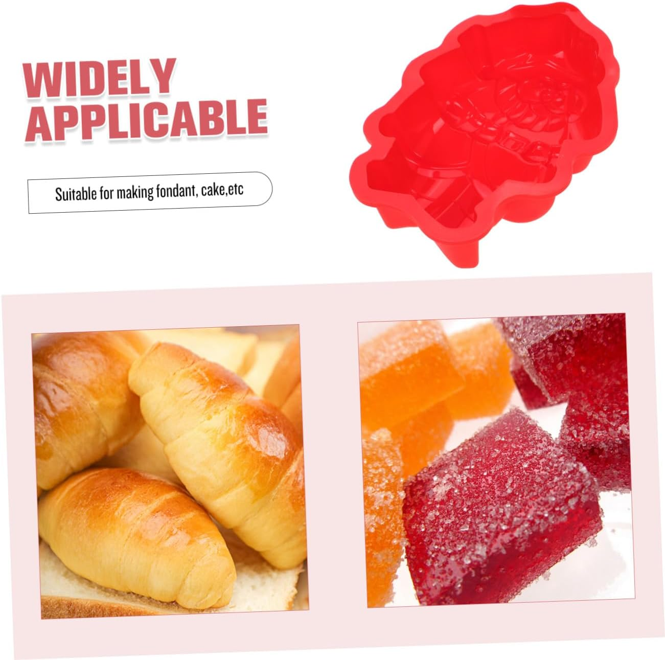 Amosfun Santa Claus Silicone Baking Mold for Christmas Cookies DIY Cake Decorating Tools Fondant Molds for Holiday Desserts Random Color image number 3