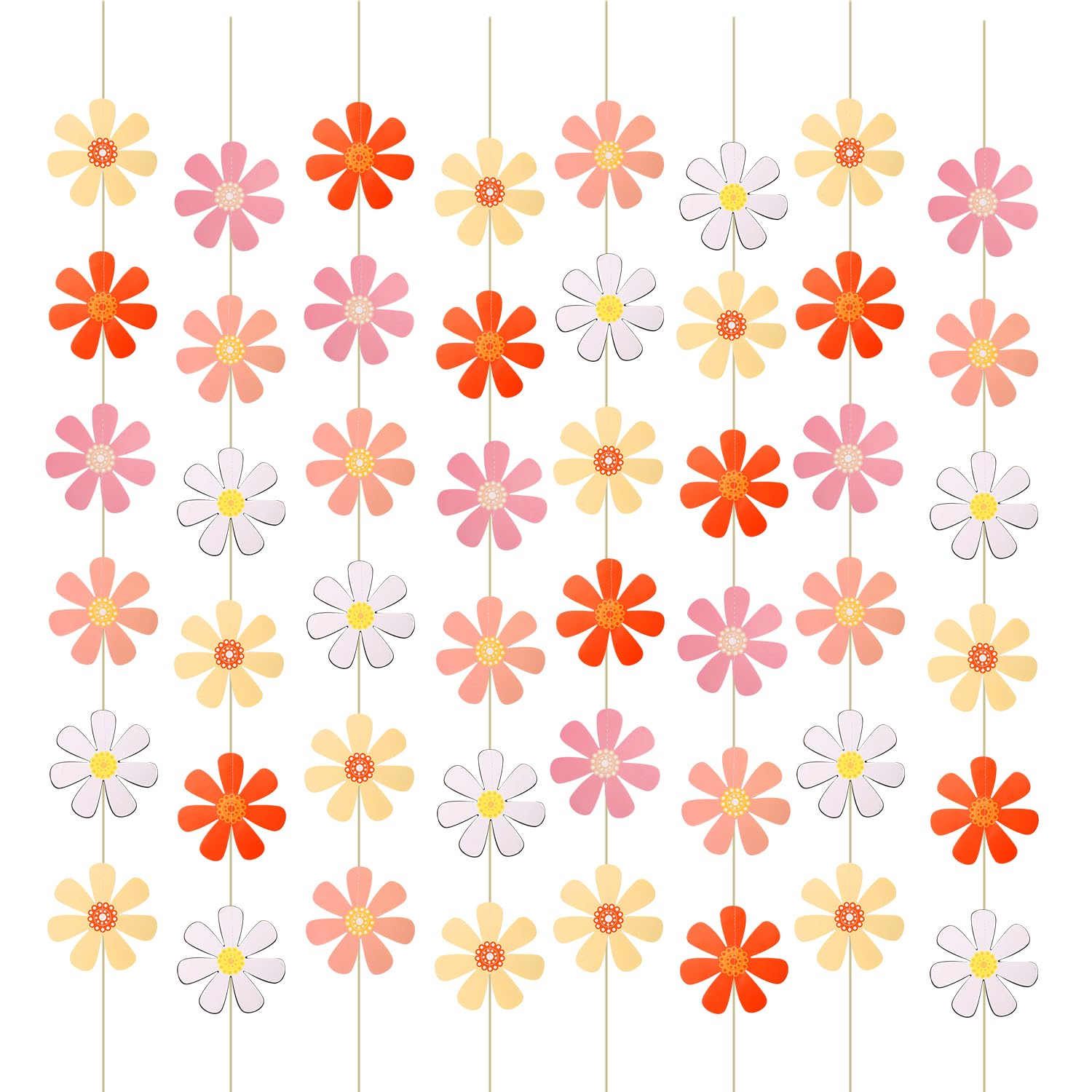 8Pcs Daisy Groovy Boho Party Banners, Summer Daisy Groovy Boho Garland Daisy Flower Hanging Banners for Girl Birthday Baby Shower Party Hippie Daisy Party Home Decorations image number 4