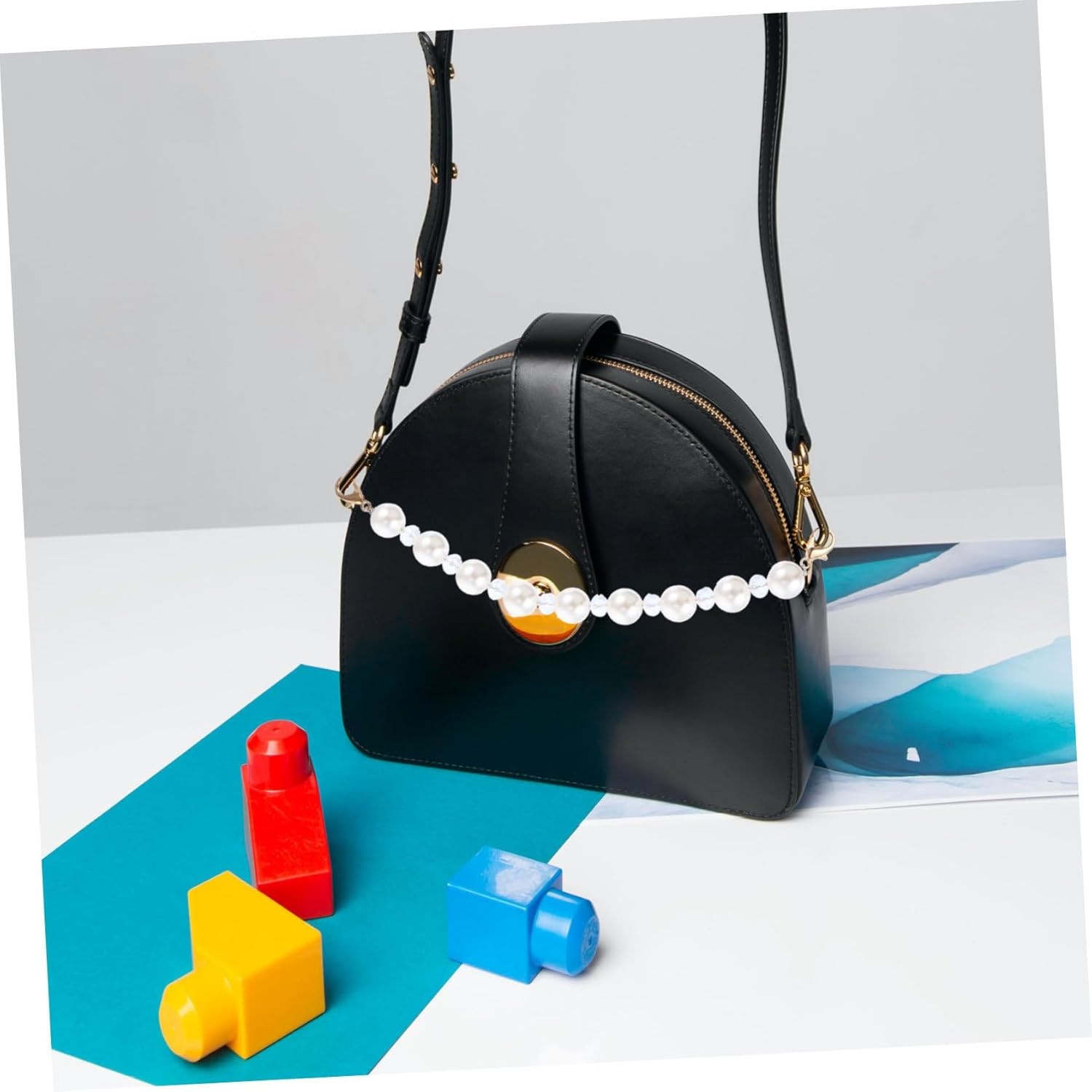 COOPHYA Metal Chain Luggage Straps Belts Pearl Bag Chain Replacement DIY Purse Accessory image number 4