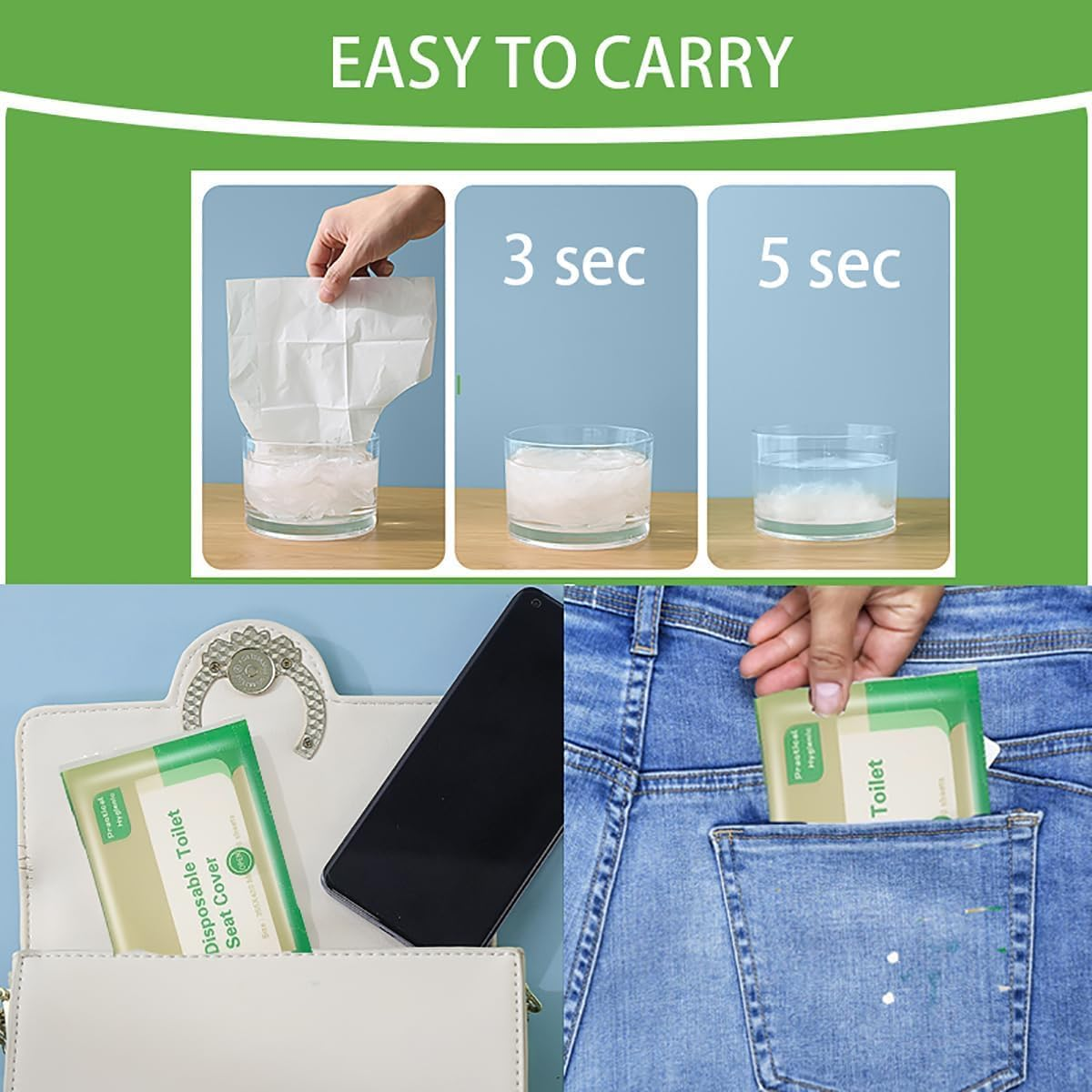 Toilet Seat Covers Paper Flushable, 120Pcs Travel Disposable Toilet Seat Covers for Adults Kids Potty Training, 100% Biodegradable Travel Accessories for Public Restrooms, Airplane, Camping image number 5