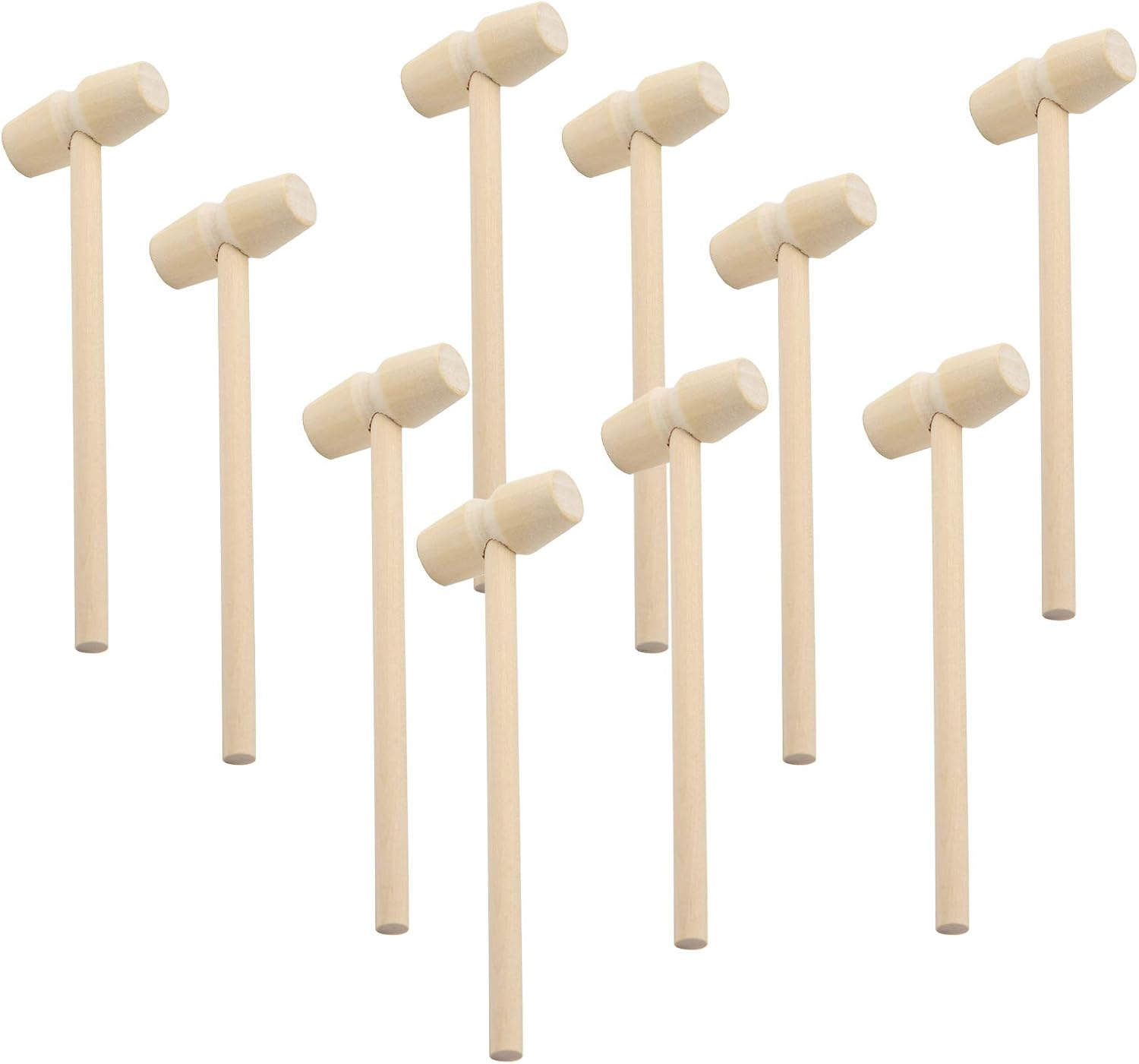 TOYMIS 10Pcs Wooden Crab Mallets Seafood Shellfish Hammers Dessert Making Mallet for Cracking Chocolate Seafood Shell, Small Wooden Mallets