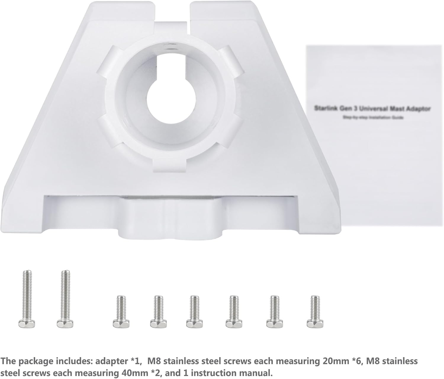 GOG Starlink V3 Pipe Adaptor, Available for Starlink Gen 3 Universal Mast Adaptor, Starlink Pole Mount, Suitable for Pipe Diameters within 2.0 Inches image number 2