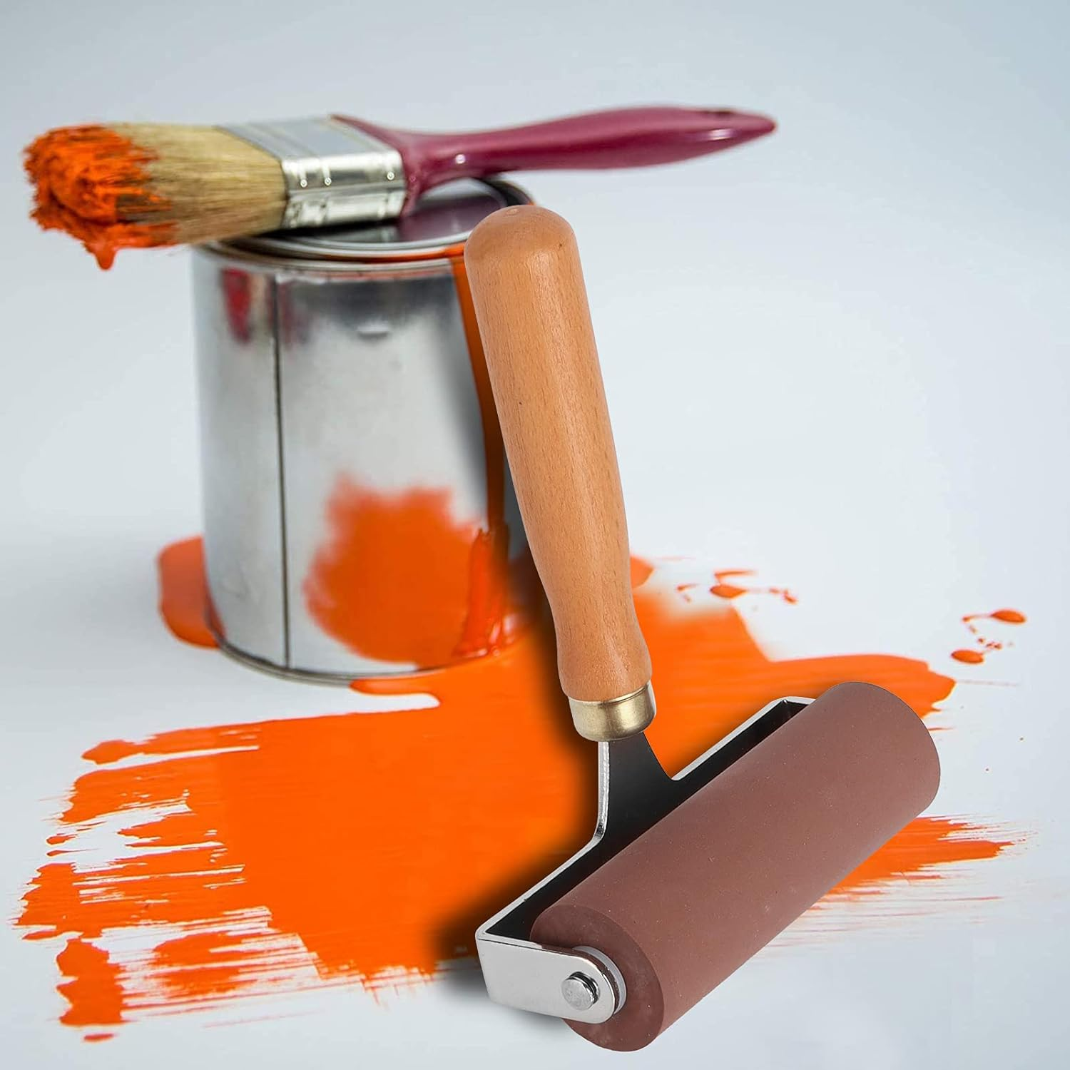 Deluxe Soft Rubber Brayer, Elasticity Practical Rubber Roller Sturdy and for Gluing Application(10Cm, Blue) image number 5