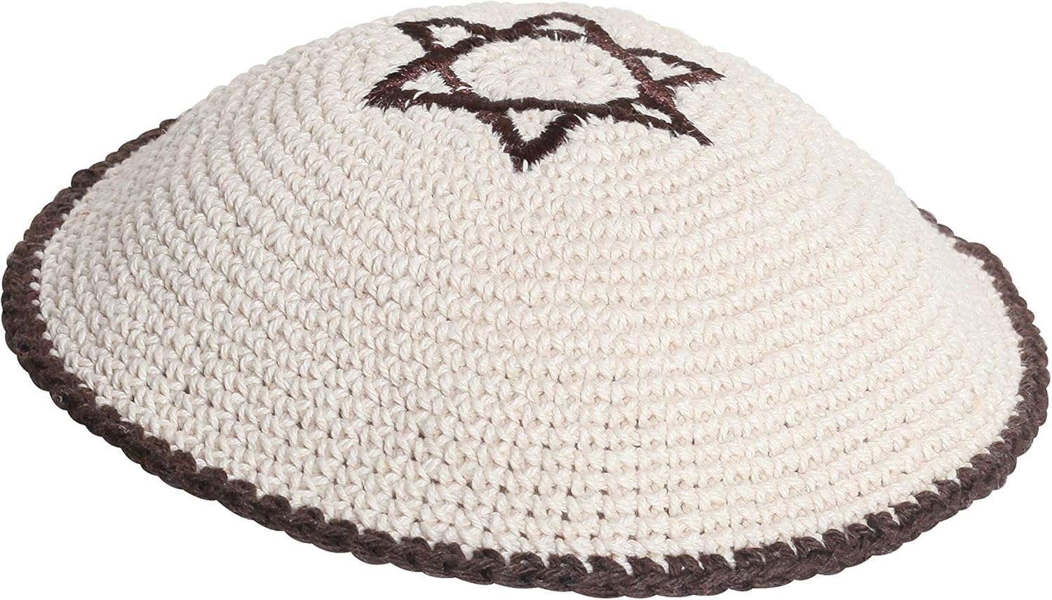 KIPPIK Star of David Jewish Kippahhatfor Men & Kids with Clip Beautifully Knitted, Breathable, Comfy, Soft, Kippa Celebrating, Praying, Studying, Synagogue Blue Magen David with Line