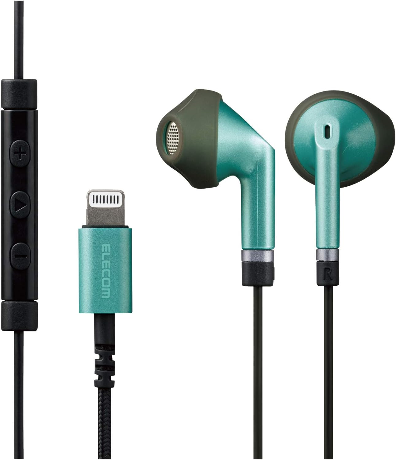 Elecom EHP-LFS10IMBK Stereo Earphones, Semi-Open Type, Lightning Lightning with Microphone, Fast Music, 0.5 Inch (13.6 Mm), Heavy Duty Cable, Black, 3.9 Ft (1.2 M)