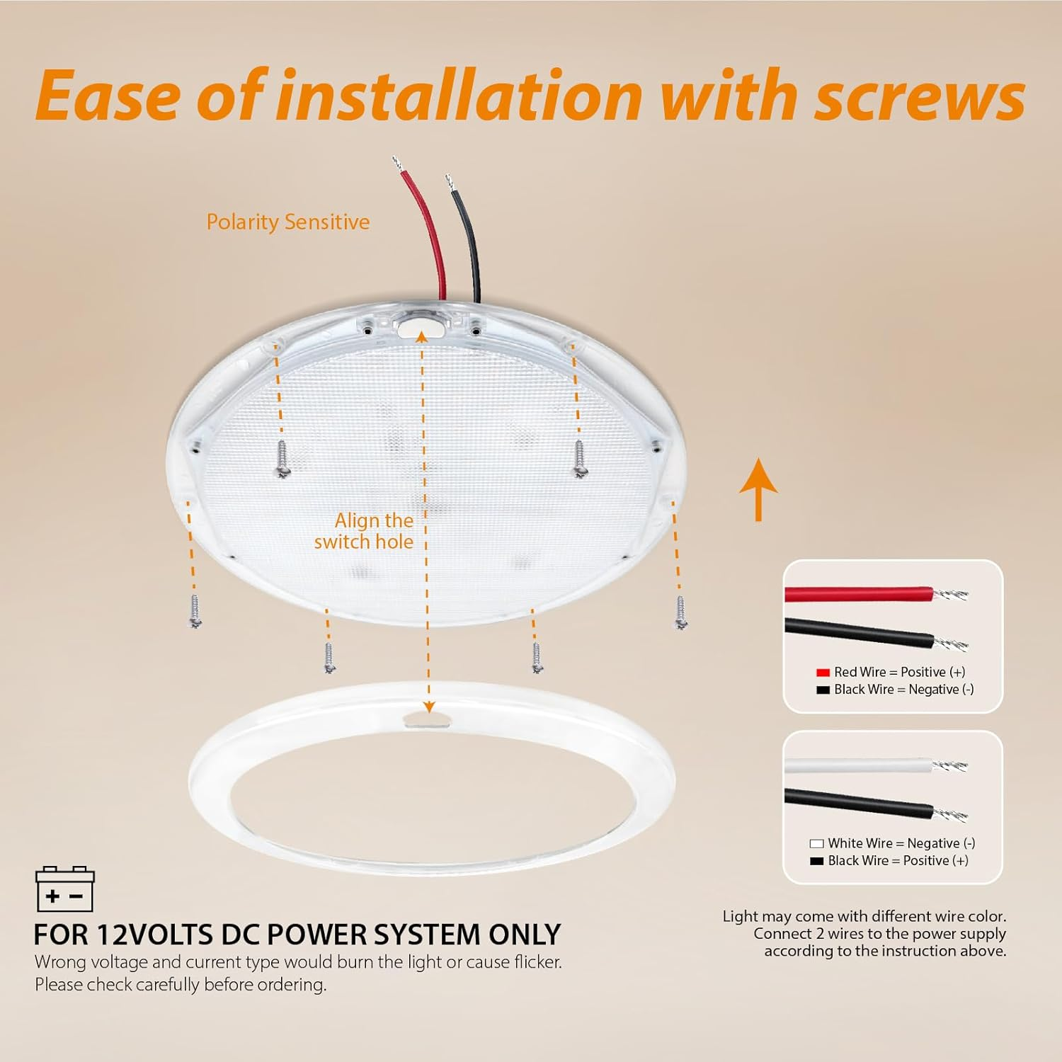 Dream Lighting 12Volt LED 8.5Inch Panel Light Dimmable Switch Cool White/Blue Interior Ceiling/Roof Lamps Rv/Caravan/Camper Trailer/Automotive/Boat/Yacht/Marine/Exhibition Hall,Surface Mounted Memory image number 4