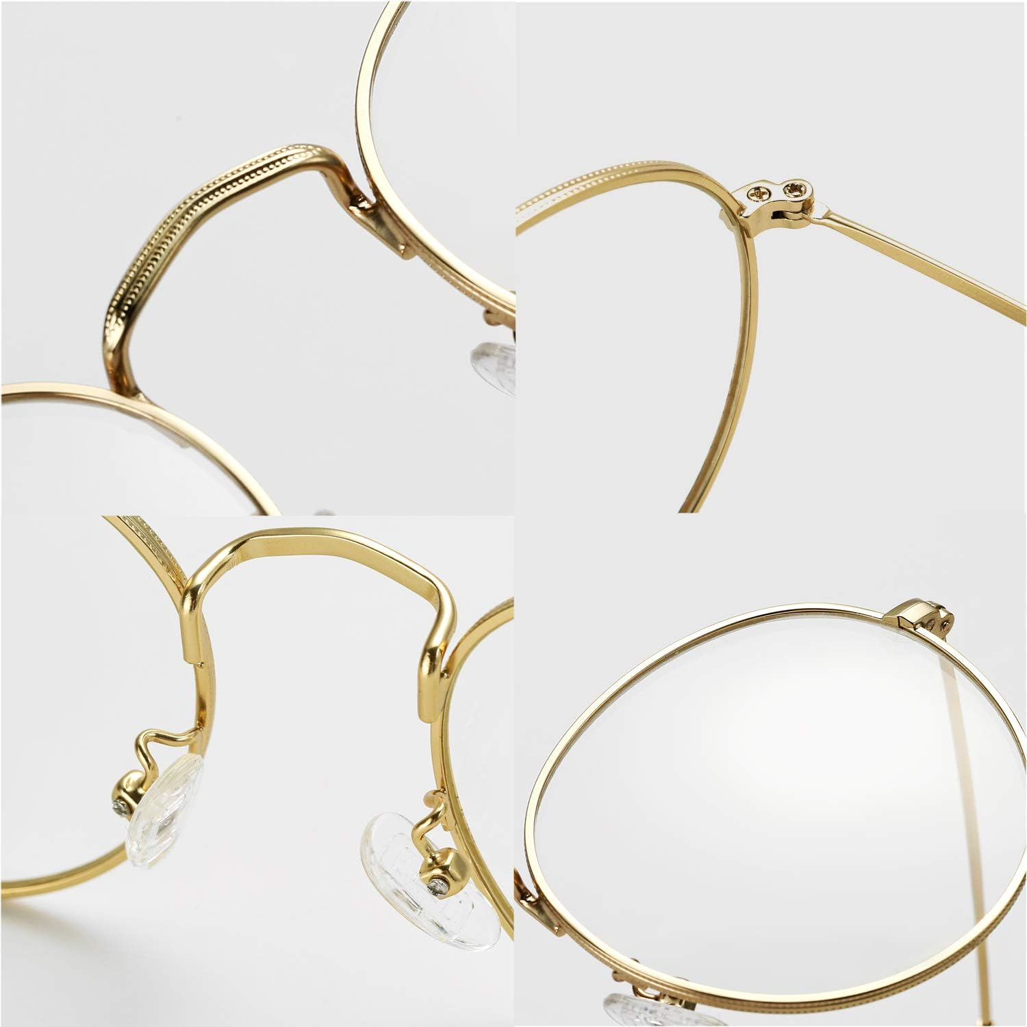 Kursan Classic round Clear Lens Glasses for Women Men Circle Metal Frame Non- Eyeglasses - C2 Silver (Clear Lens) image number 5