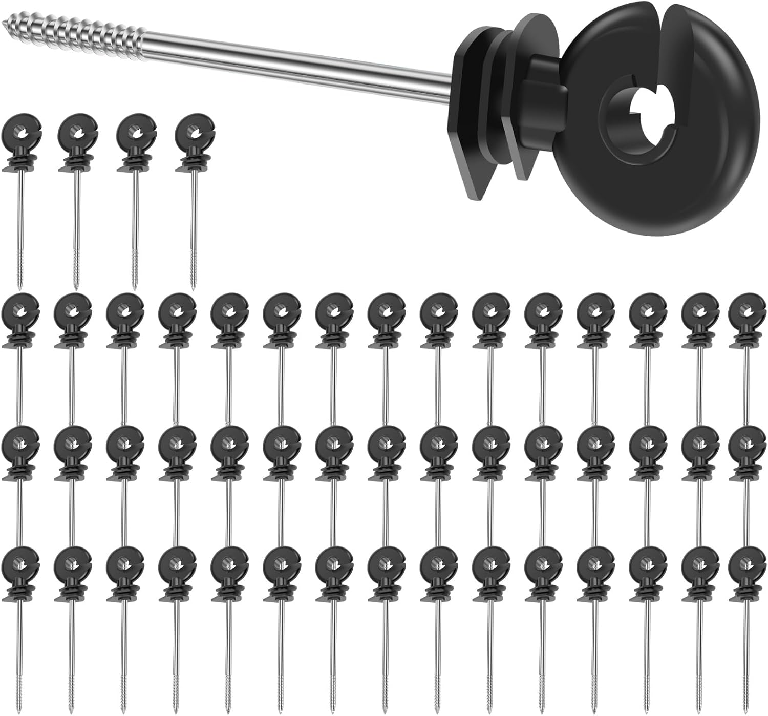 50Pcs Electric Fence Insulator, Screw in Insulator, Self Tapping Wood Post Insulator, High Strength Electric Fencing Post, Temperature Resistant Fence Accessories for Animal Agricultural Garden image number 1