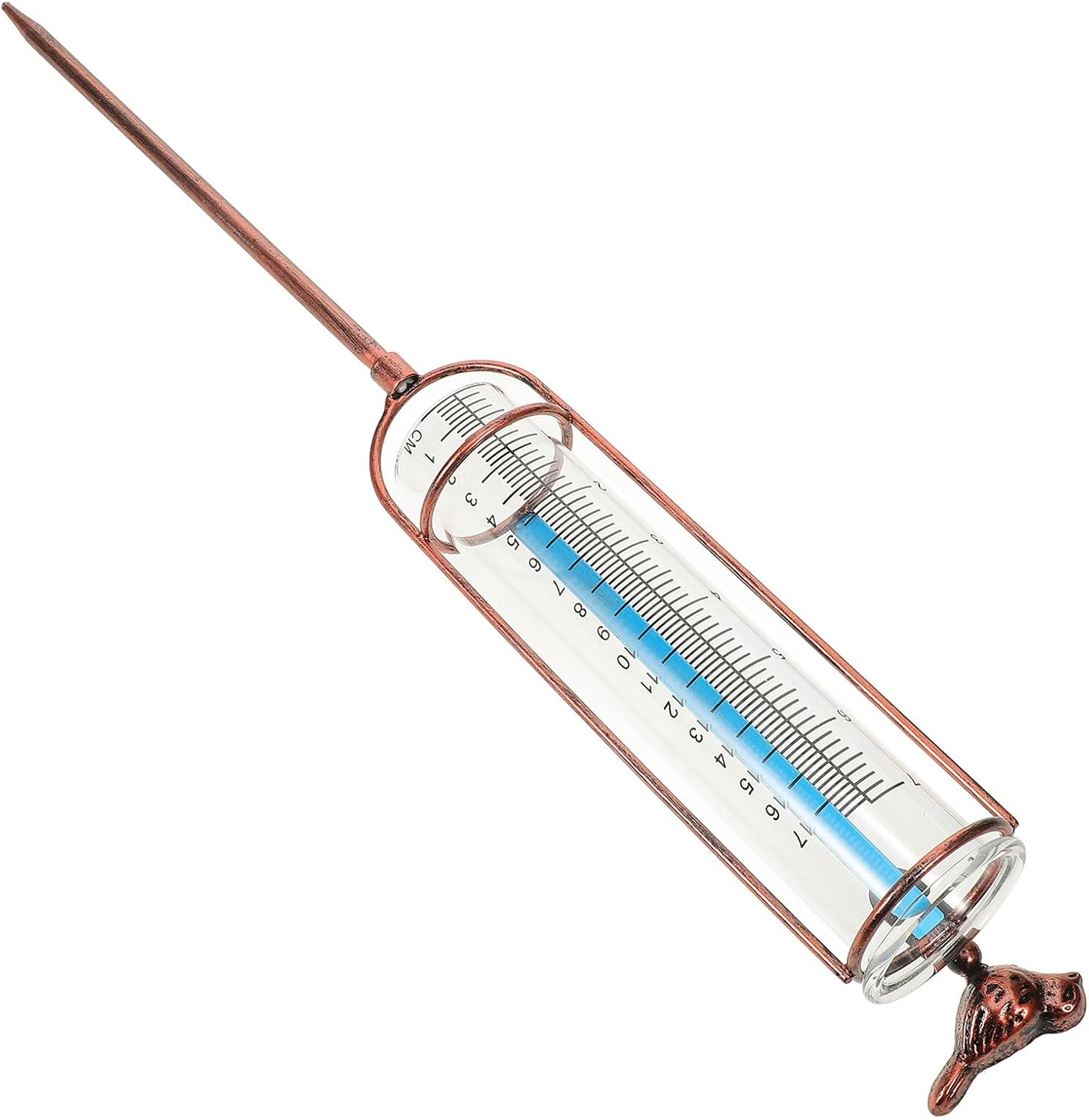 Jojofuny Graduated Rain Gauge Replacement Tube for Outdoor Garden Lawn Glass Measuring Tube with Elegant Blue and Brass Design Accurate Rainfall Measurement Tool image number 3