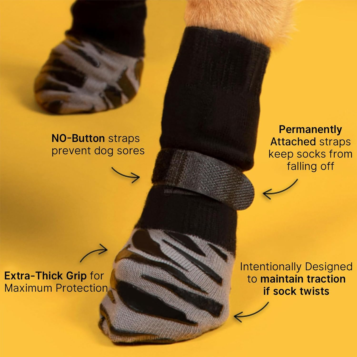 Lyvixora 4-Pack Anti-Slip Dog Socks for Hardwood Floors - Extra-Thick Non-Slip Grip for Paw Protection, Prevents Licking and Slipping, Adjustable Dog Booties for Small Paws (X-Small) image number 4