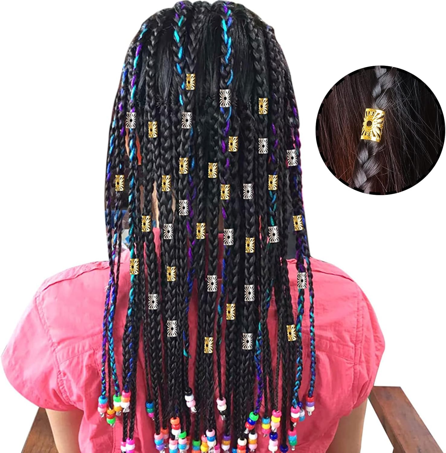 SWYSGS Pack of 50 Aluminium Dread Lock Adjustable Metal Cuffs Dreadlocks Beads Braiding Hair Jewellery, Colour image number 4